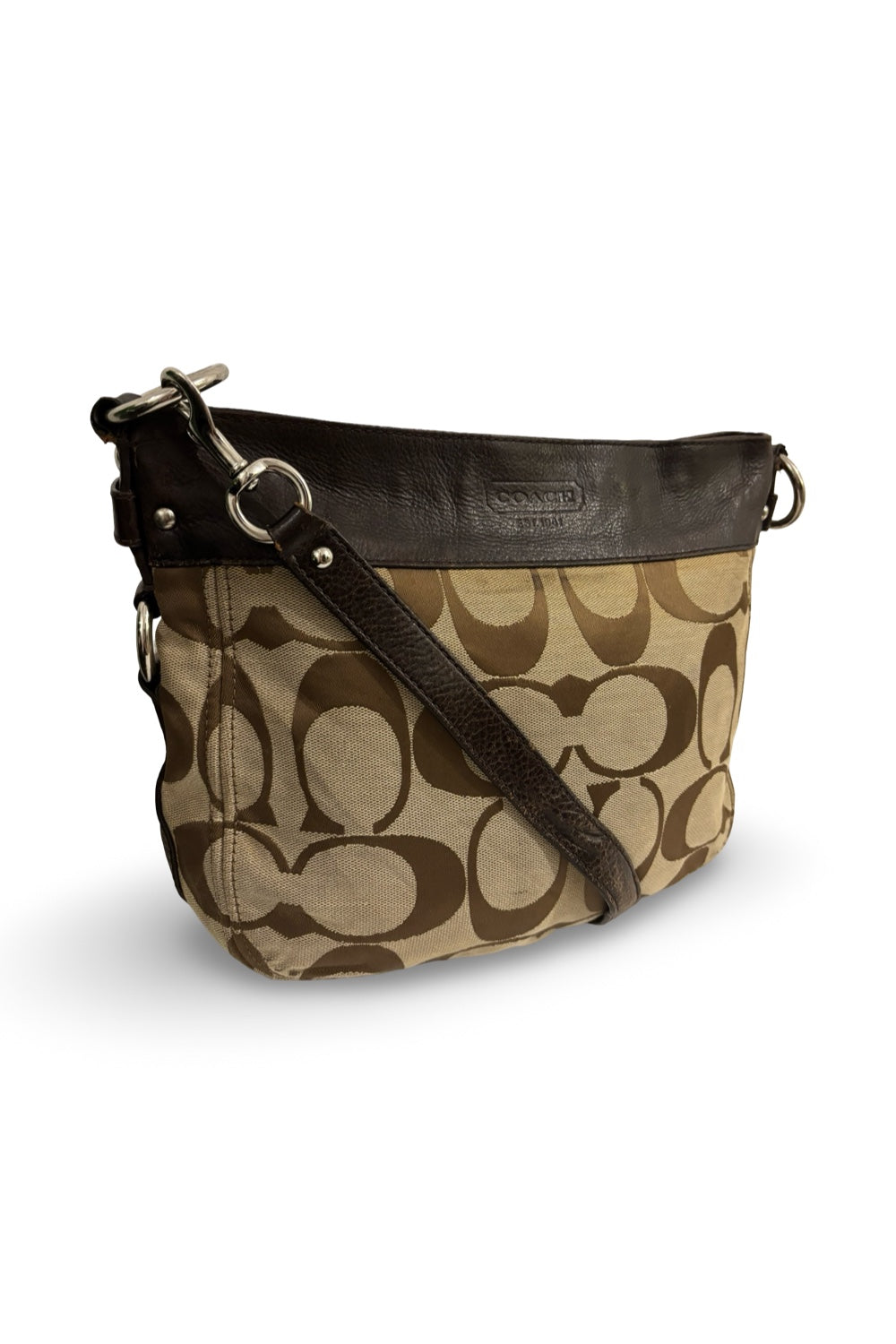 Coach Zoe Brown / Khaki Signature Canvas & Leather Vintage Crossbody / Shoulder