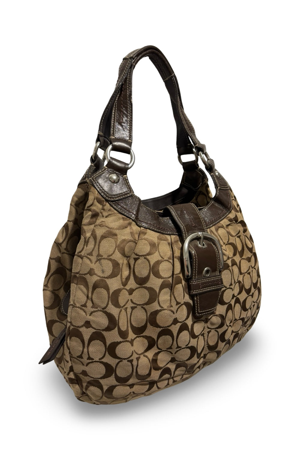 Coach Rare Vintage Brown Signature Canvas & Leather Soho Lynn Hobo Shoulder Bag