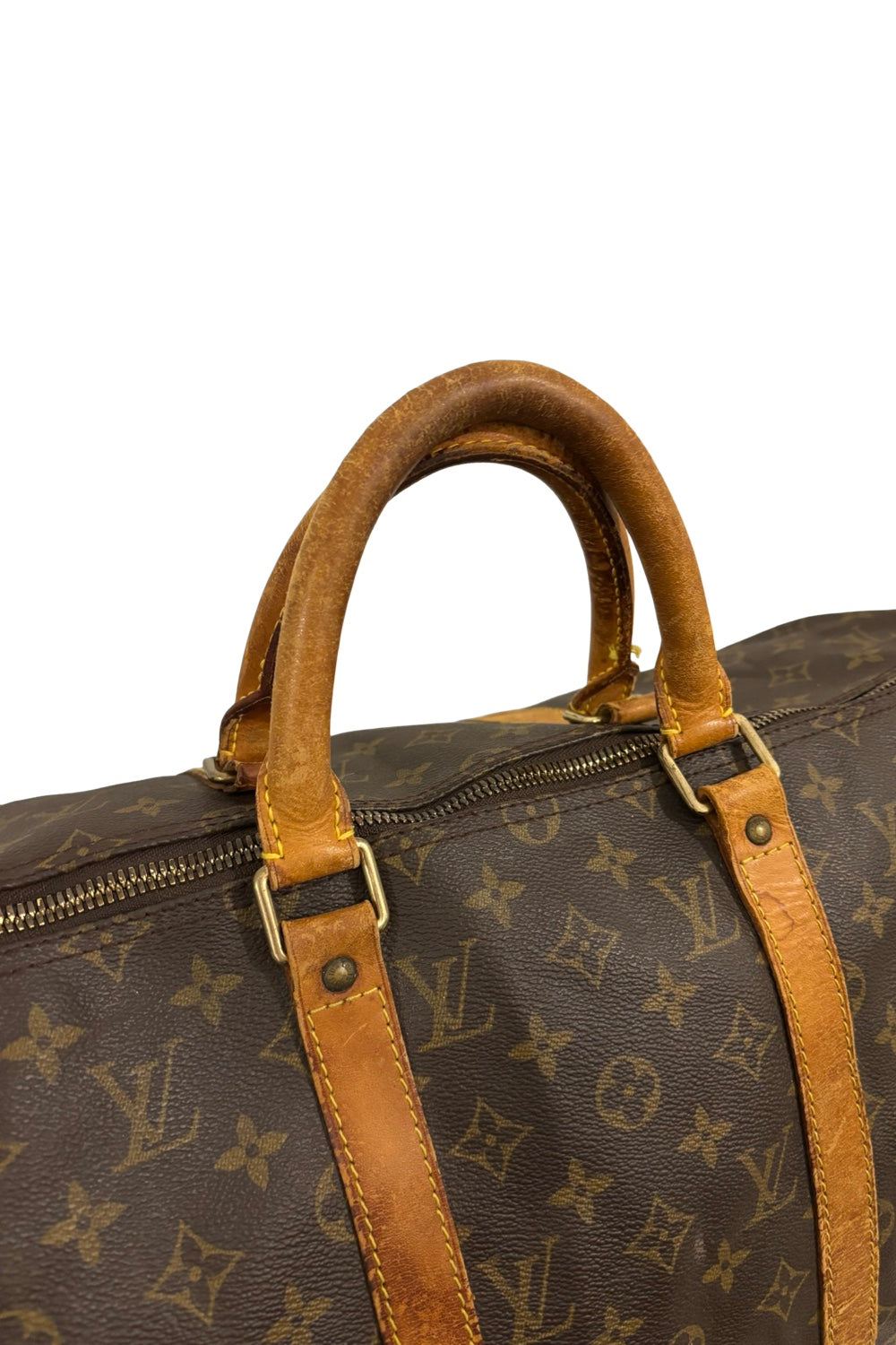 Louis Vuitton Keepall 50 Boston Travel Weekender Brown Monogram LV Leather Bag
