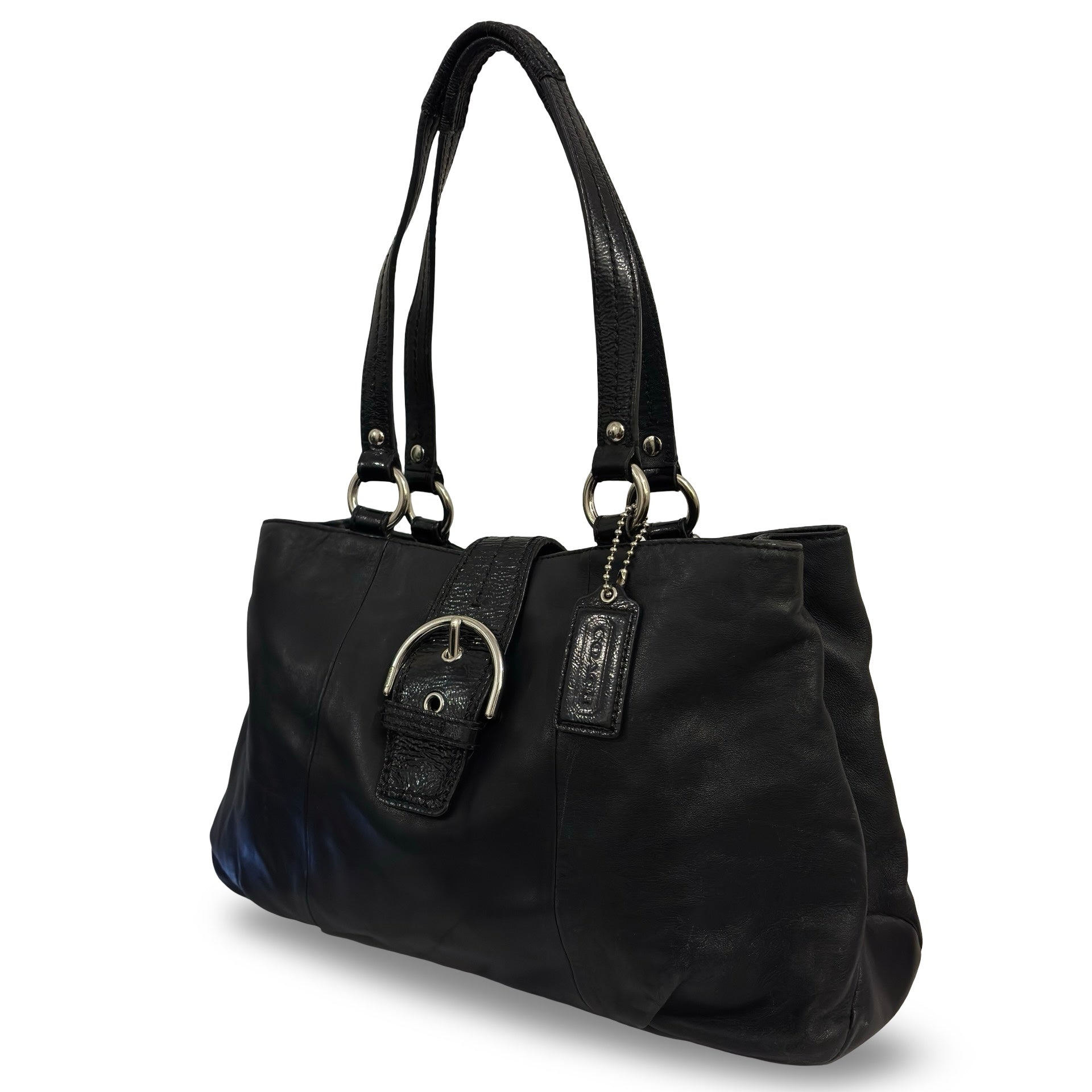 Coach Black Soft Leather Soho Vintage Buckle Shoulder Bag