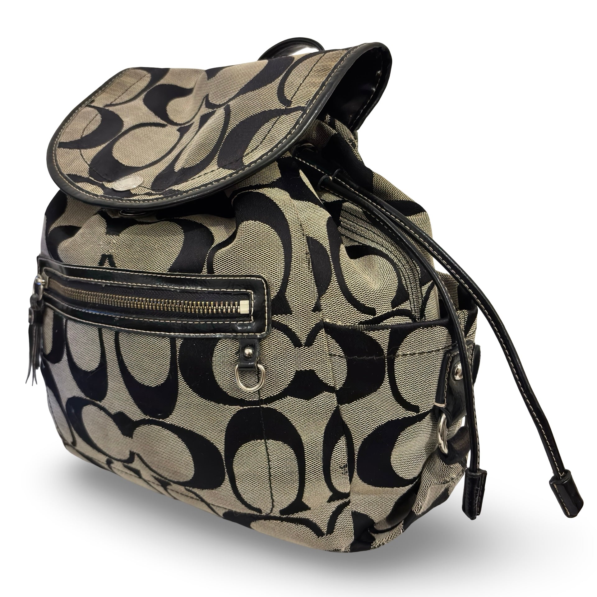 Coach Black & Grey Kyra Canvas & Leather Vintage Backpack