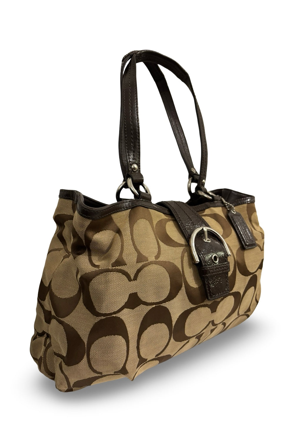 Coach Brown / Khaki Signature Canvas Soho  Carryall Hamptons Tote Shoulder Bag