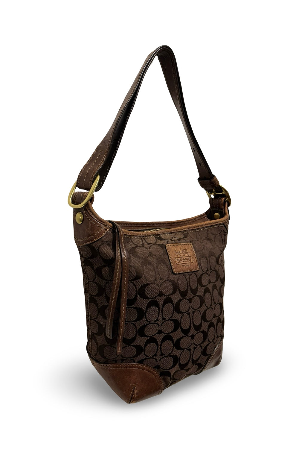 Coach Vintage Brown Canvas & Leather Bucket  Bleecker Duffle Shoulder Bag