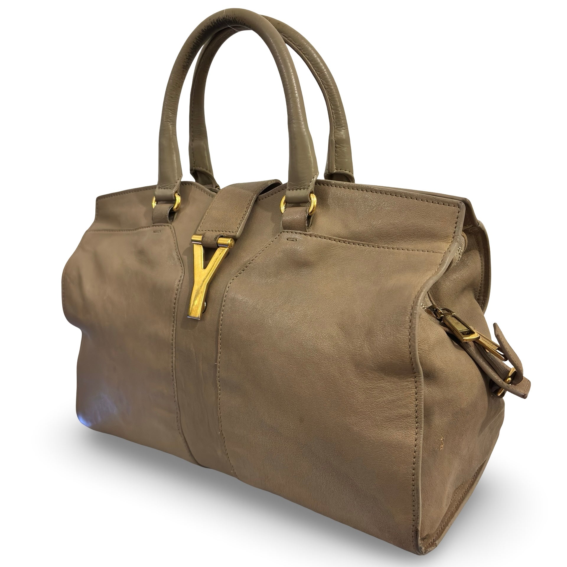 Yves Saint Laurent Beige Large Cabas Chyc Tote Vintage Shoulder Bag