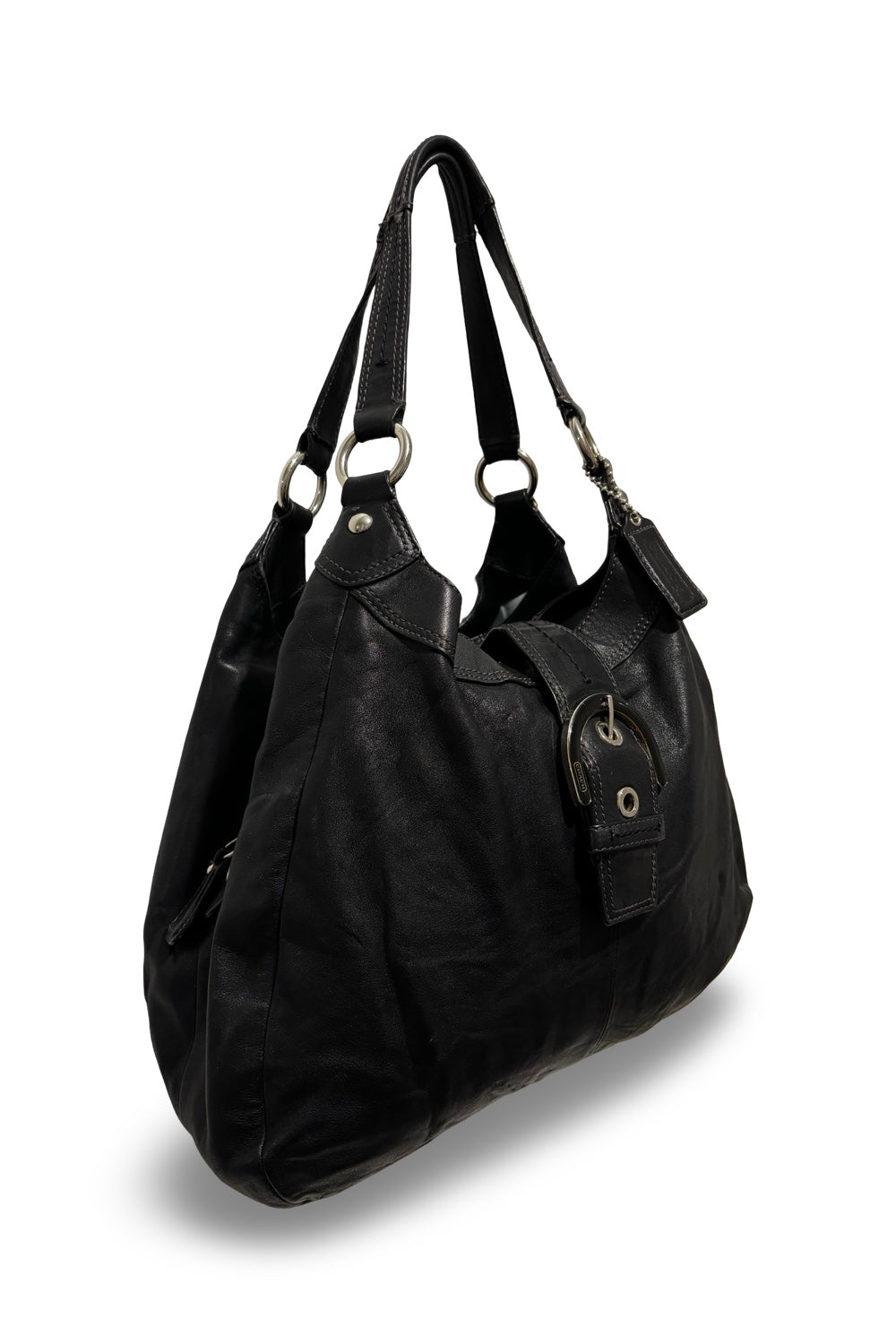 Coach Black Soft Leather Soho Lynn Vintage Buckle  Hobo Shoulder Bag