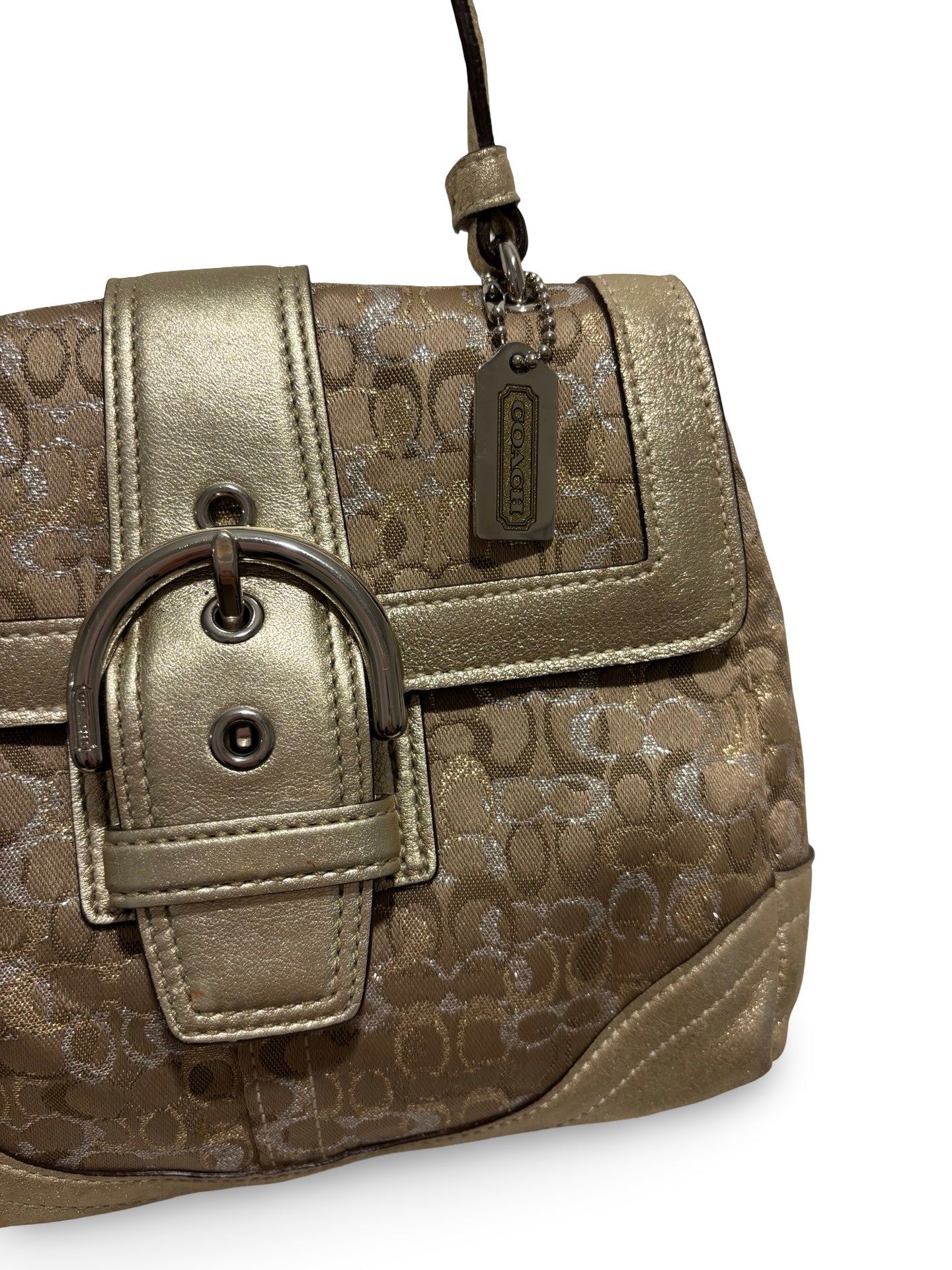 Coach Limited Edition RARE Signature Y2K Soho Top Handle Gold Metallic Handbag