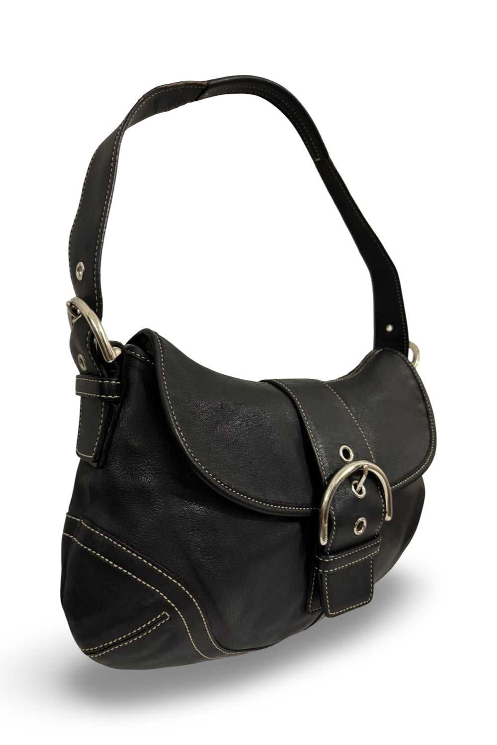 Coach Black Vintage 2000's Leather Signature  Sufflette Soho Hobo Shoulder Bag