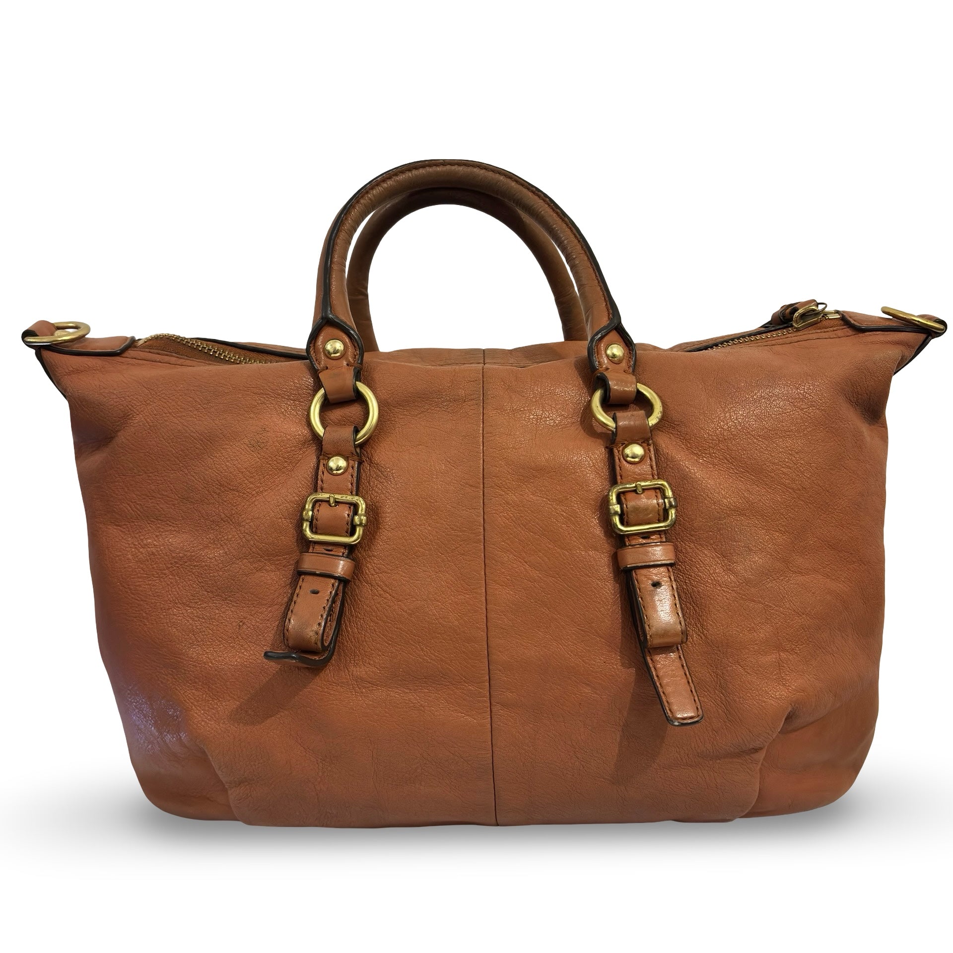 Coach Madison Brown Tan Juliette Leather Pleated Vintage Satchel Handbag