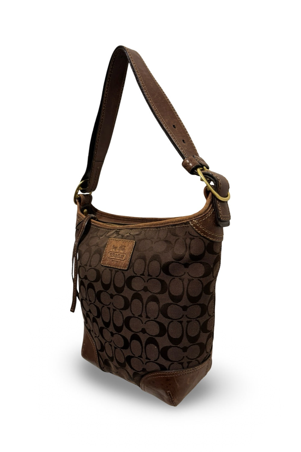 Coach Vintage Brown Canvas & Leather Bucket  Bleecker Duffle Shoulder Bag
