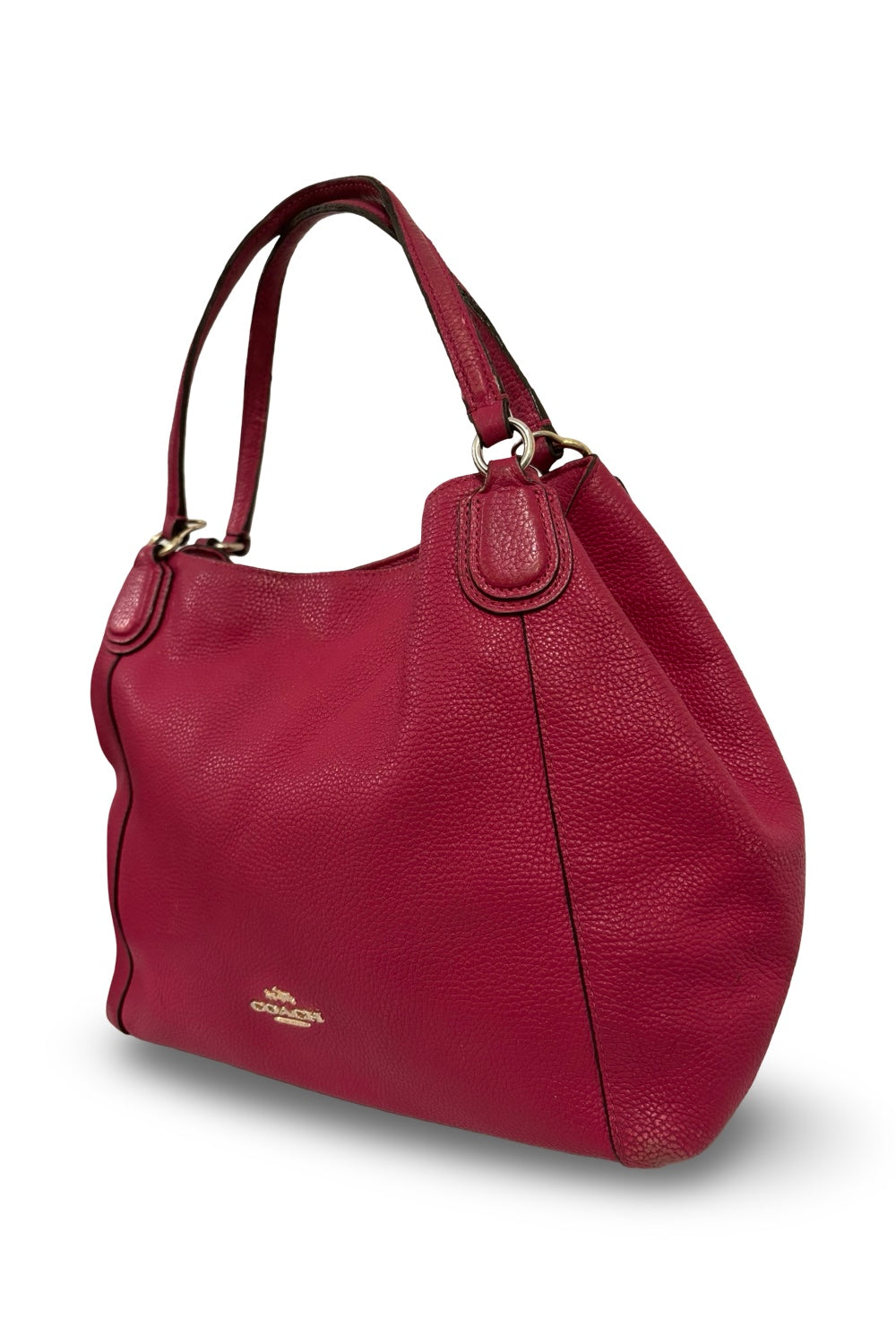 Coach Hot Pink Edie Genuine Pebbled Leather Vintage Shoulder Bag