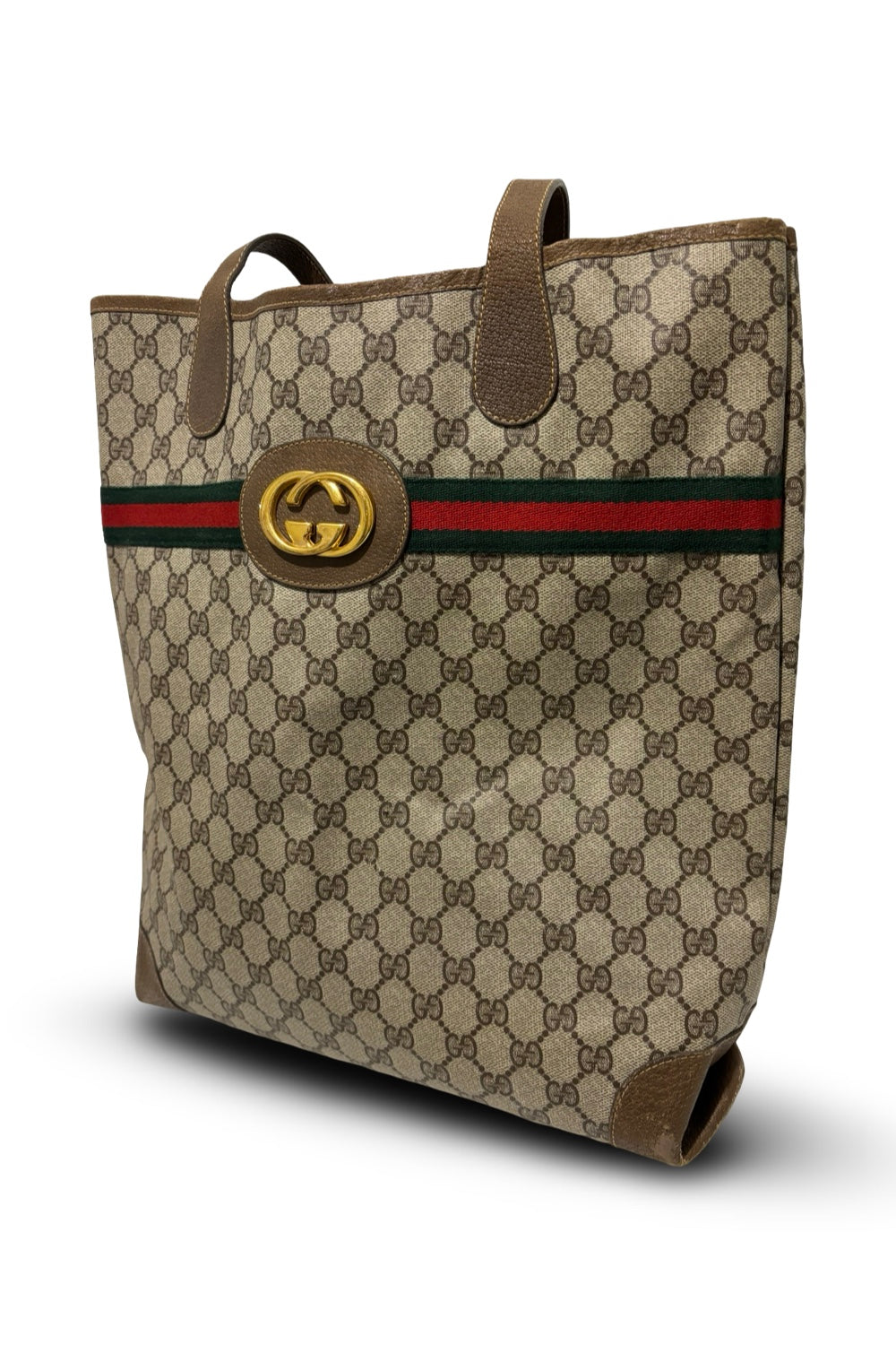 Gucci GG Vintage Rare Marmont Sherry Line Large Canvas Ophidia Tote Shoulder Bag