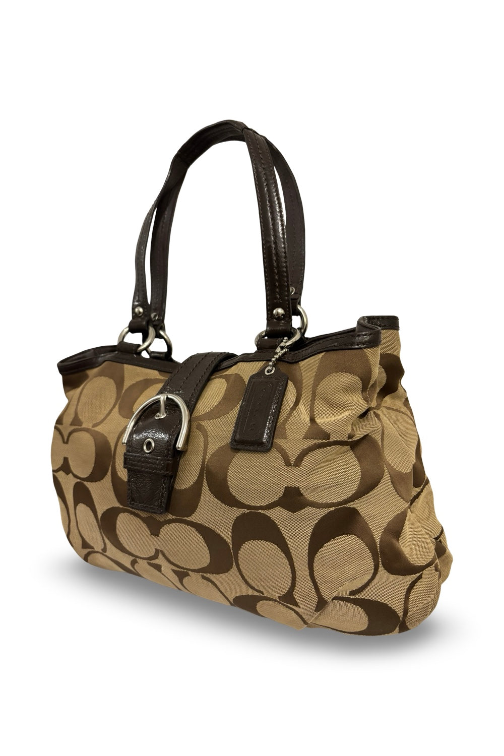 Coach Brown / Khaki Signature Canvas Soho  Carryall Hamptons Tote Shoulder Bag