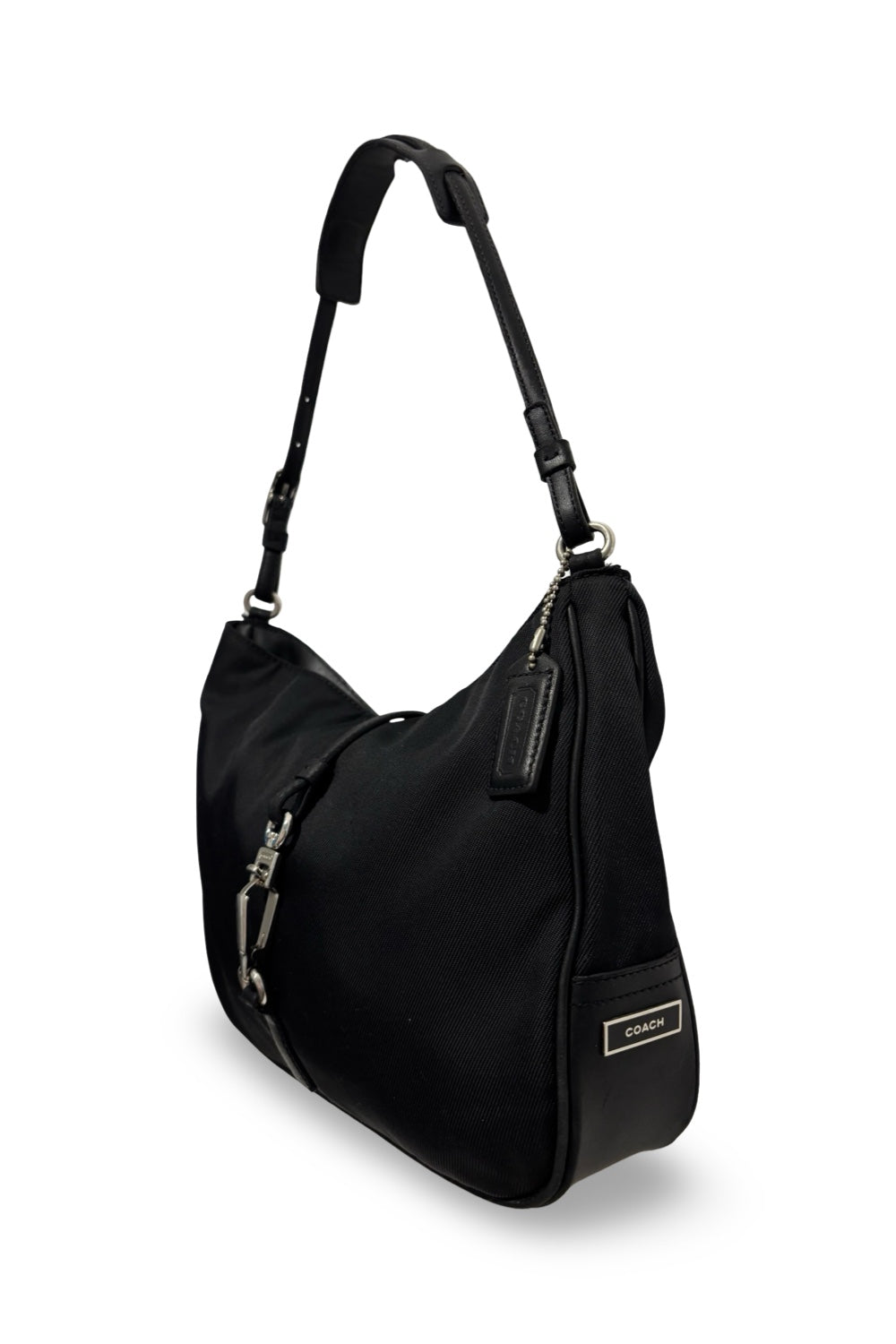 Coach Rare Black Nylon & Leather Vintage Hampton  Hobo Shoulder Bag