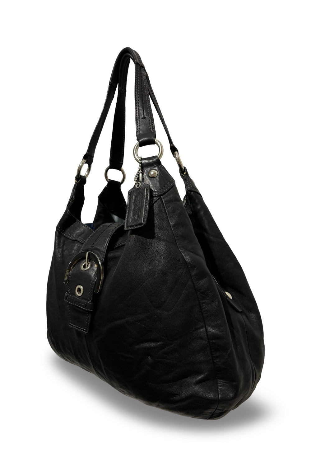 Coach Black Soft Leather Soho Lynn Vintage Buckle  Hobo Shoulder Bag