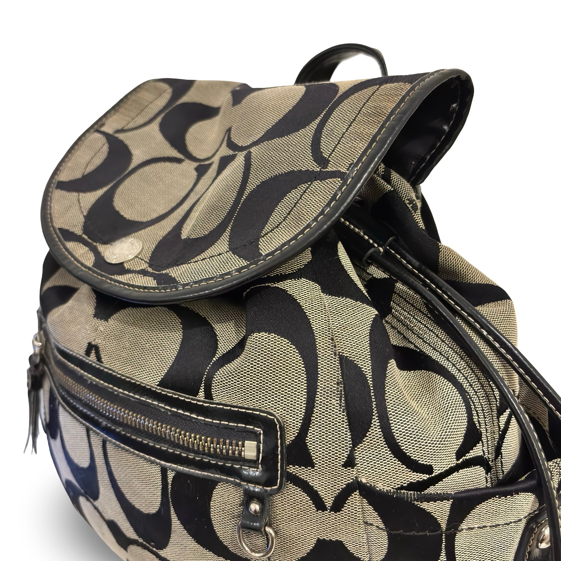 Coach Black & Grey Kyra Canvas & Leather Vintage Backpack
