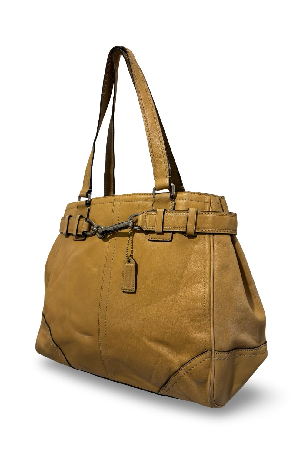 Coach Brown Tan Leather Hampton Carryall Tote  Vintage Shoulder Bag