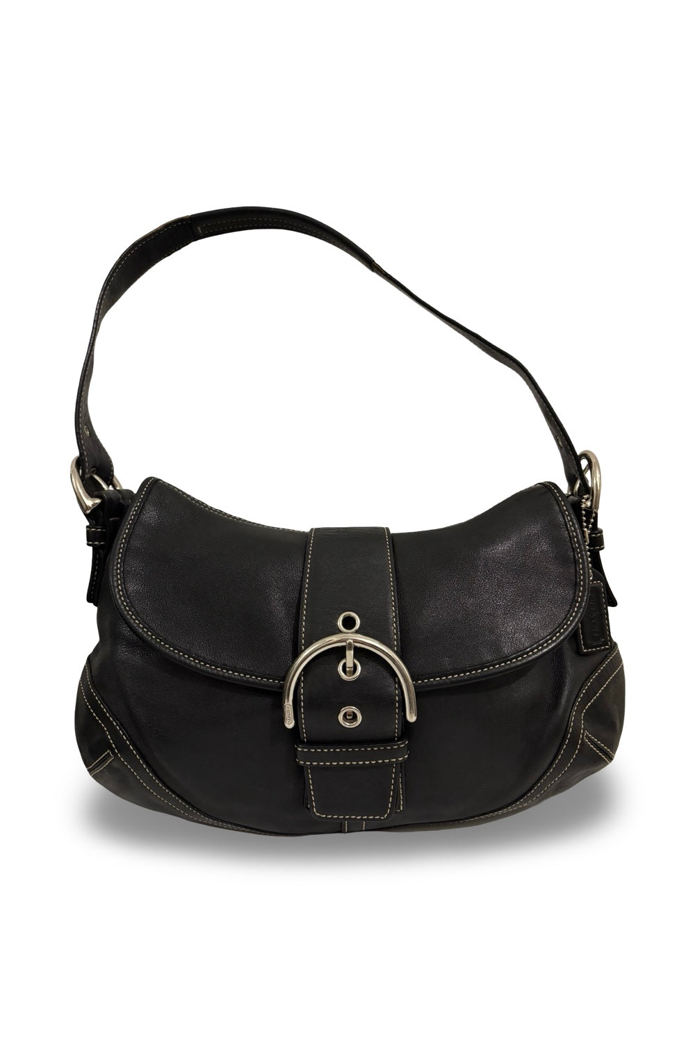 Coach Black Vintage 2000's Leather Signature  Sufflette Soho Hobo Shoulder Bag