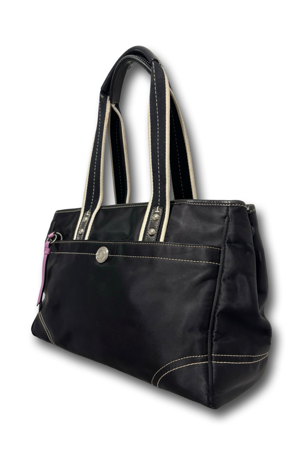 Coach Black Nylon & Leather Rare Vintage Hampton  Tote Shoulder Bag