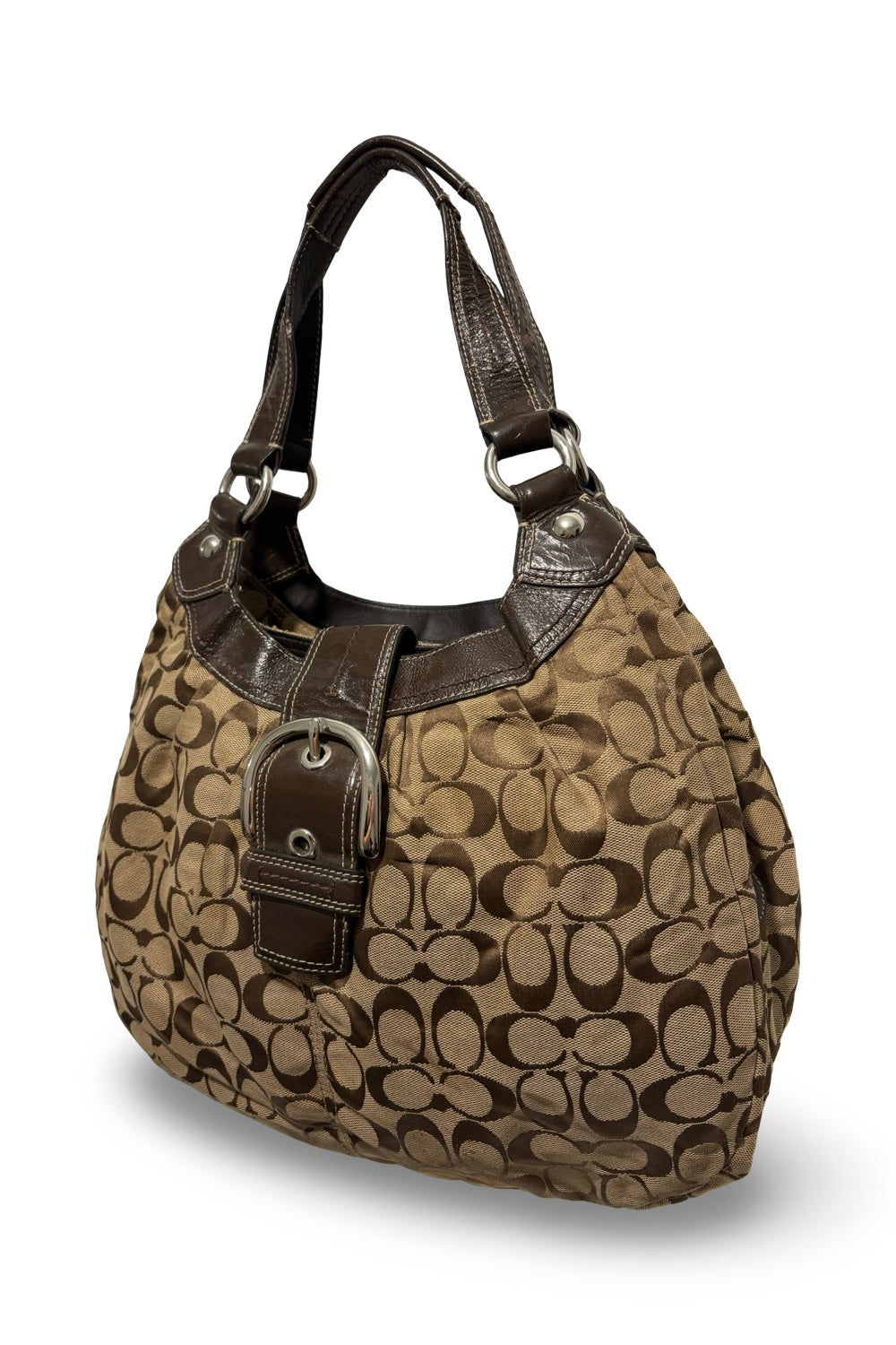 Coach Rare Vintage Brown Signature Canvas & Leather Soho Lynn Hobo Shoulder Bag