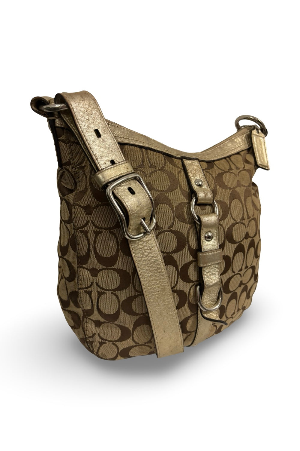 Coach Vintage Brown / Gold Chelsea Canvas & Leather Crossbody / Shoulder Bag