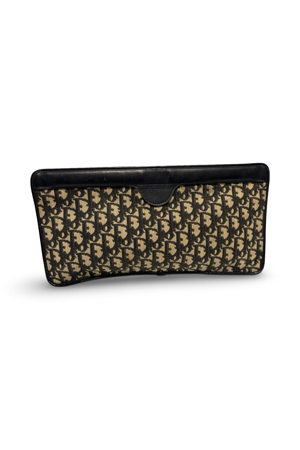 Christian Dior Vintage Large Navy Monogram Canvas & Leather 30 Montaigne Clutch Bag