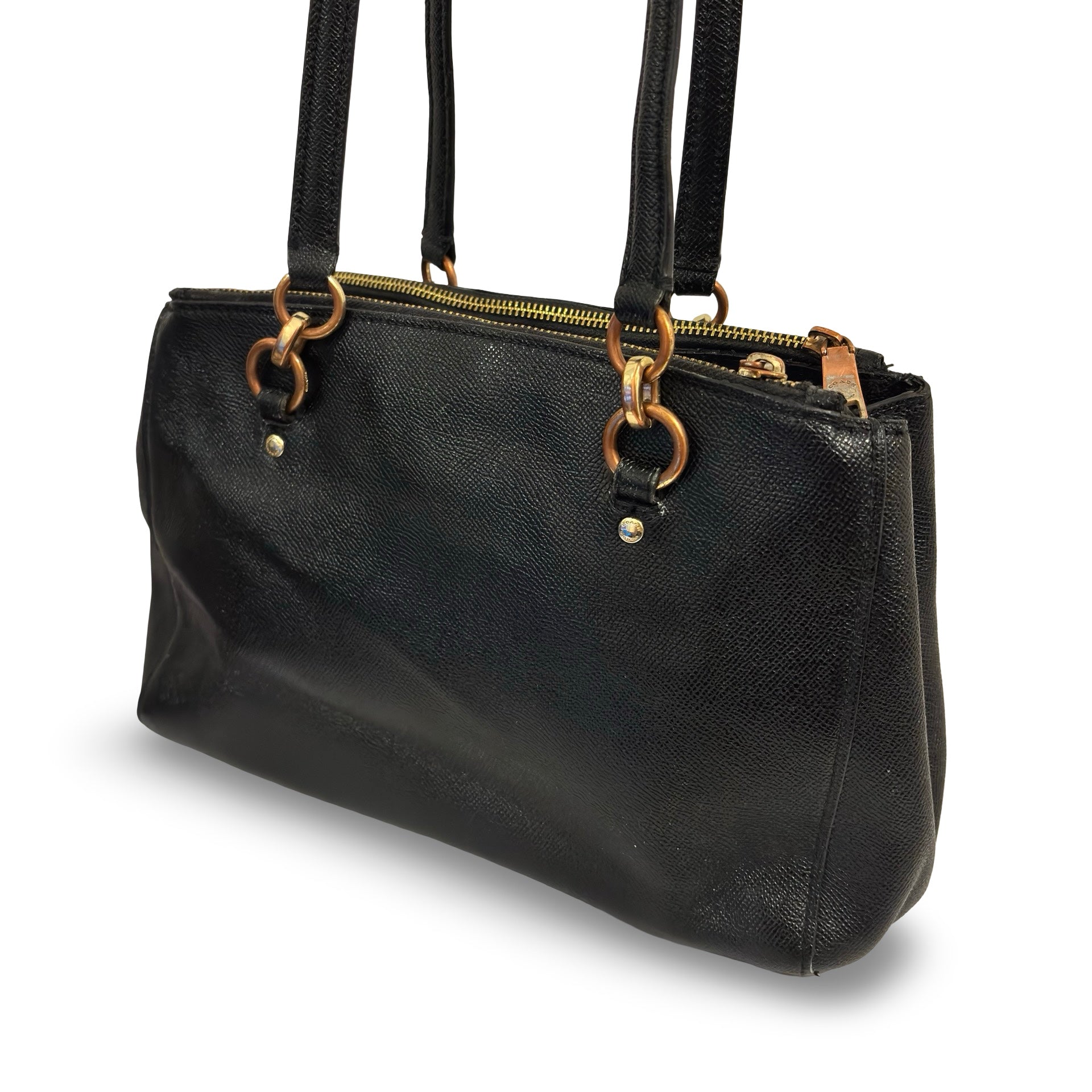 Coach Black Saffiano Leather 'Etta' Gold Hardware Shoulder Bag F76938
