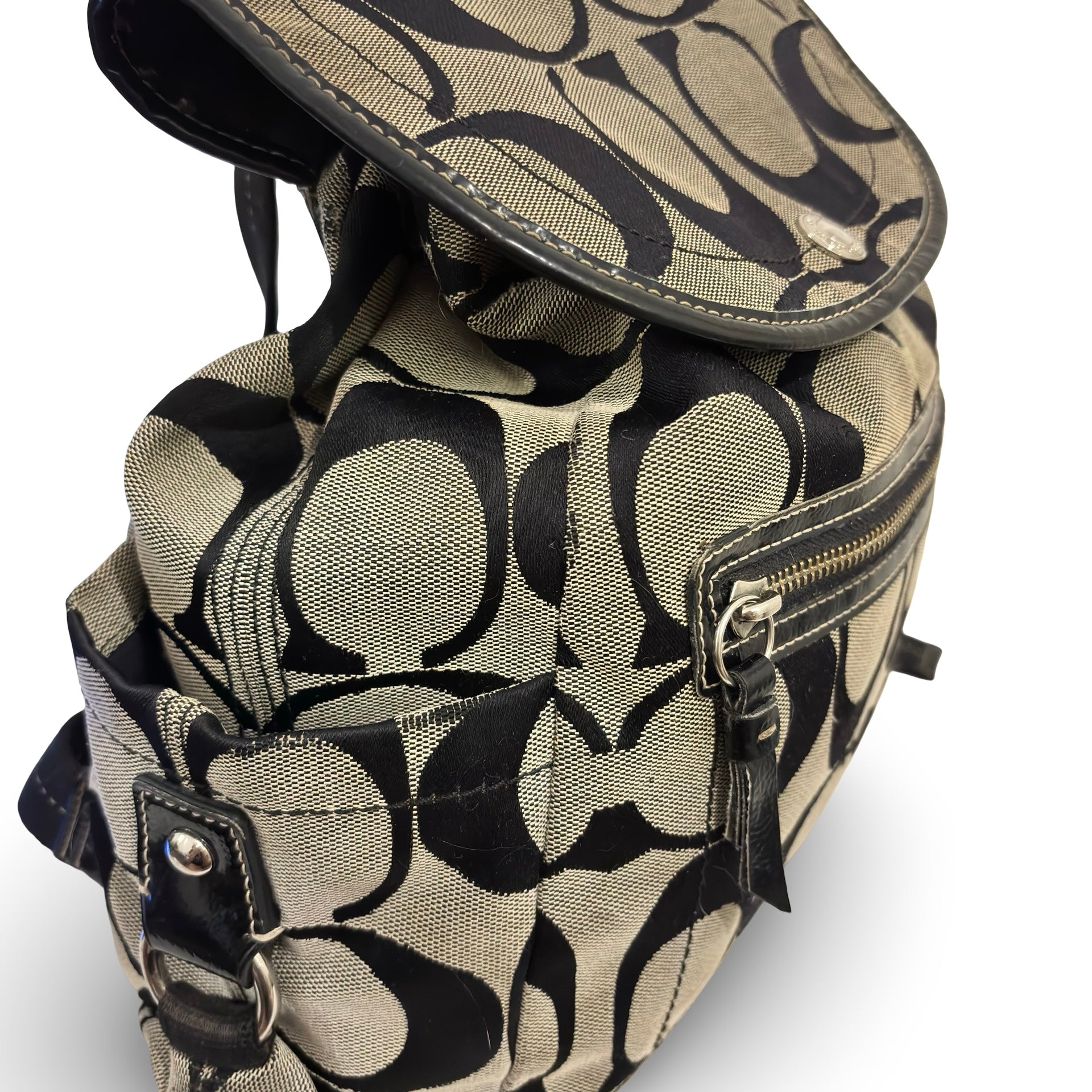 Coach Black & Grey Kyra Canvas & Leather Vintage Backpack