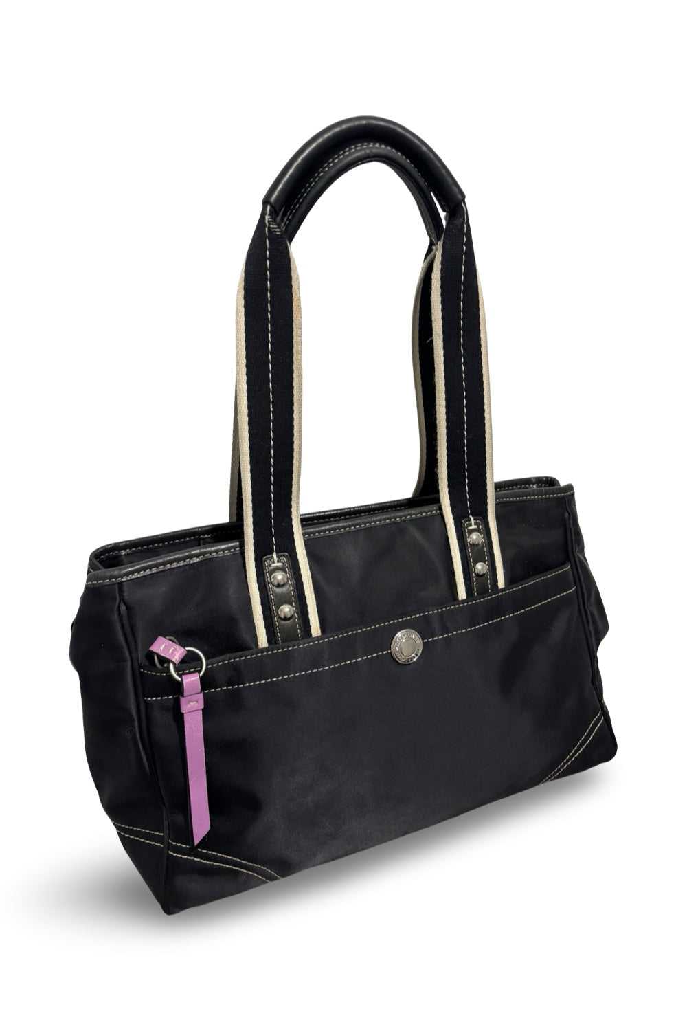 Coach Black Nylon & Leather Rare Vintage Hampton  Tote Shoulder Bag