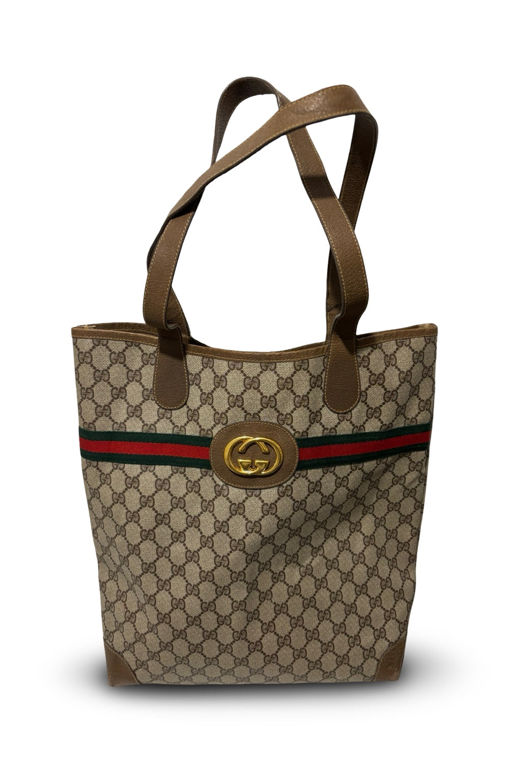 Gucci GG Vintage Rare Marmont Sherry Line Large Canvas Ophidia Tote Shoulder Bag