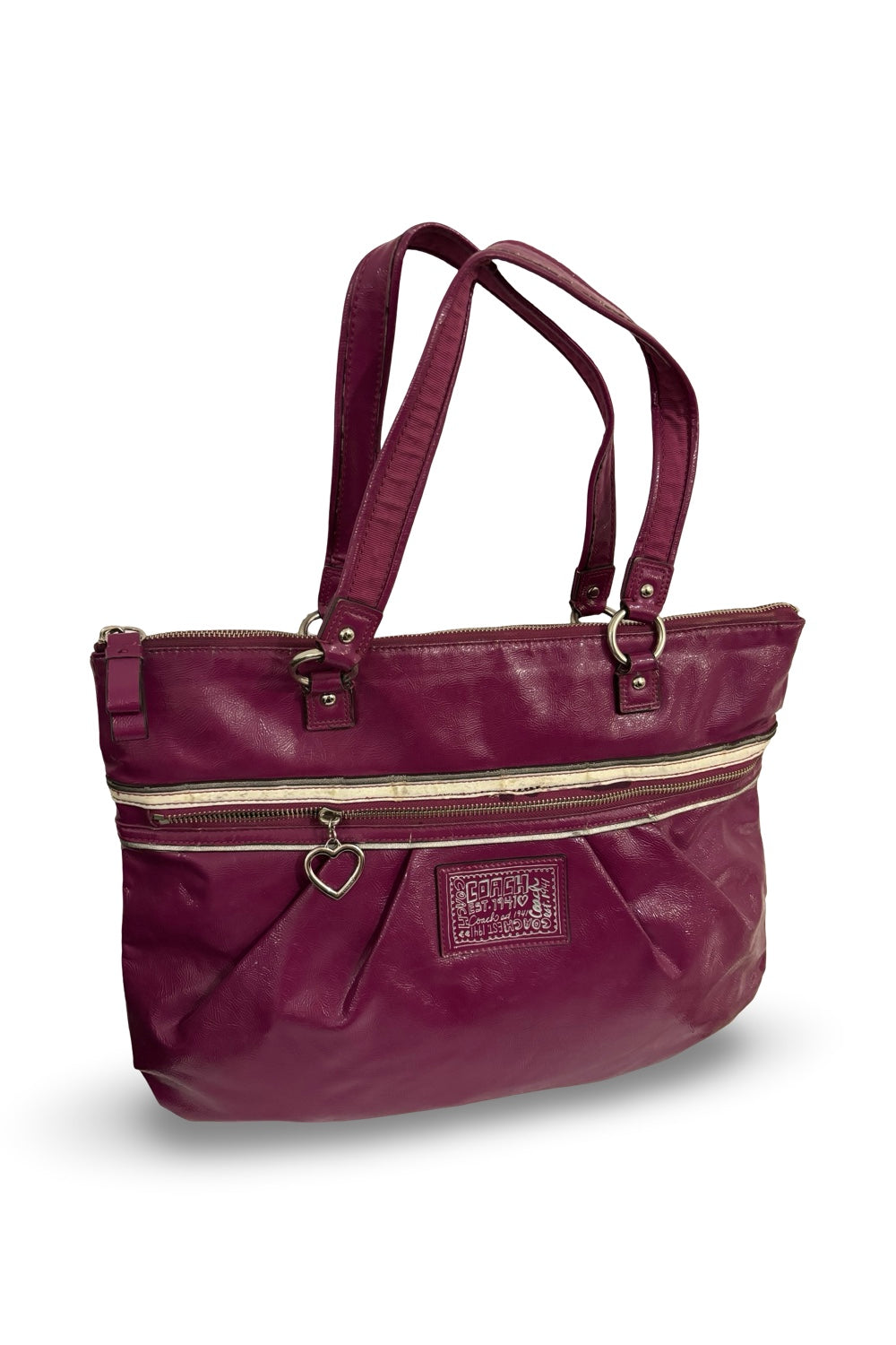 Coach Poppy Daisy Large Raspberry Purple Patent Leather Vintage Shoulder Bag
