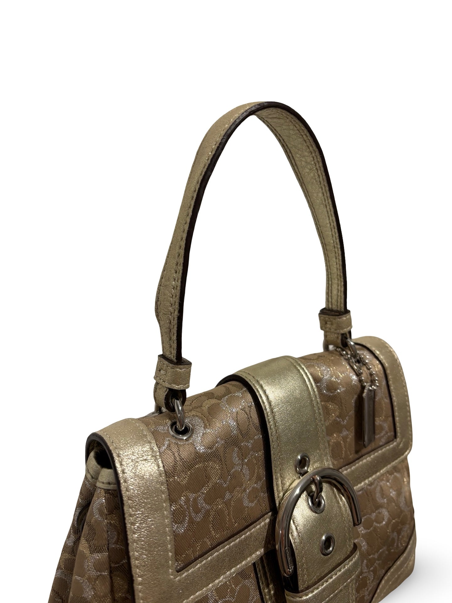 Coach Limited Edition RARE Signature Y2K Soho Top Handle Gold Metallic Handbag