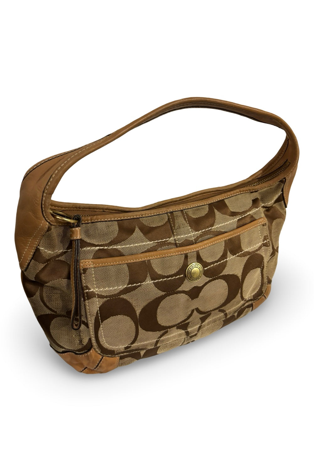 Coach Ergo Brown Signature Canvas Leather Vintage Sufflette Hobo Shoulder Bag