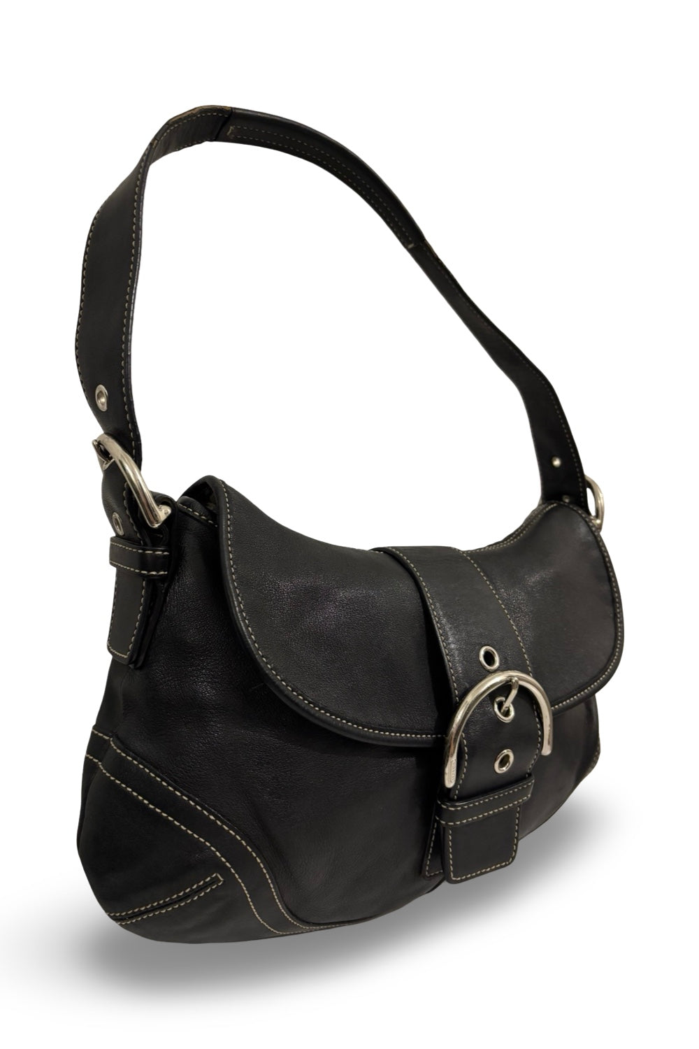 Coach Black Vintage 2000's Leather Signature  Sufflette Soho Hobo Shoulder Bag