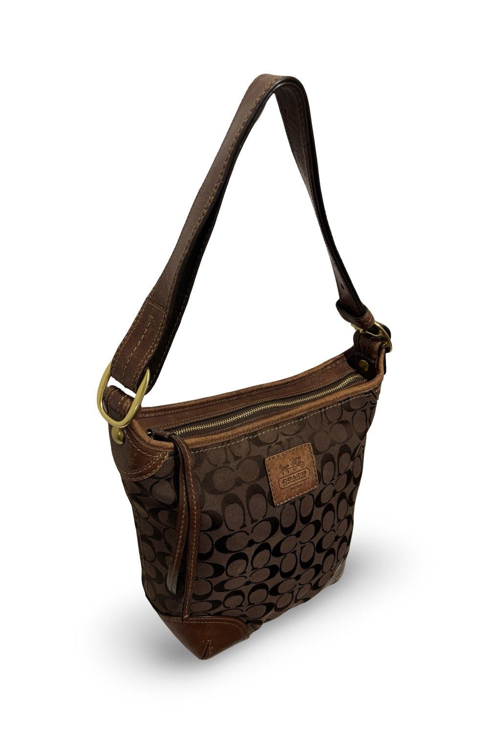 Coach Vintage Brown Canvas & Leather Bucket  Bleecker Duffle Shoulder Bag