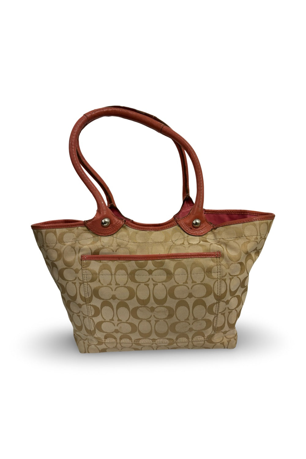 Coach Brown & Pink Bleeker Floral Signature Vintage Flower Tote Shoulder Bag