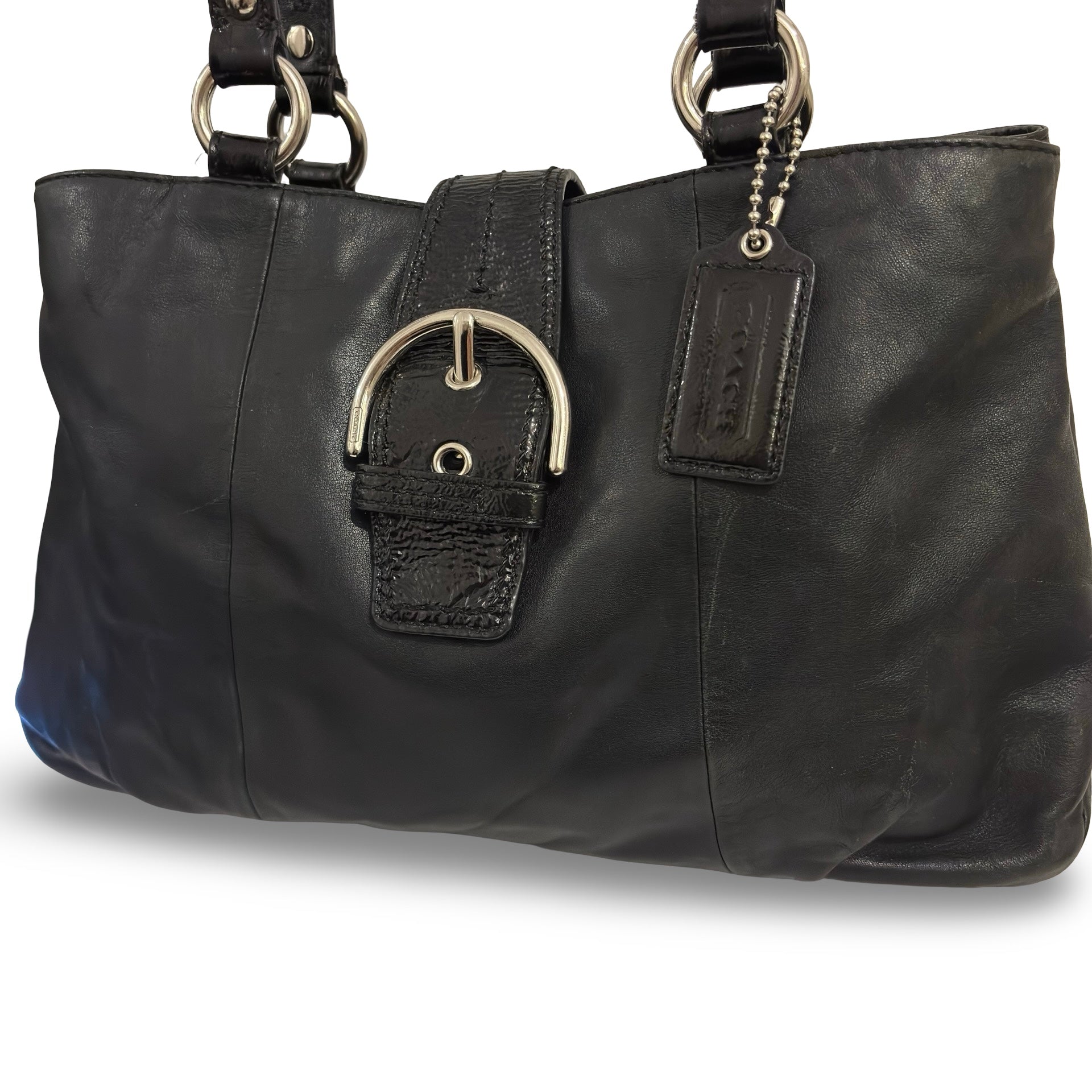 Coach Black Soft Leather Soho Vintage Buckle Shoulder Bag