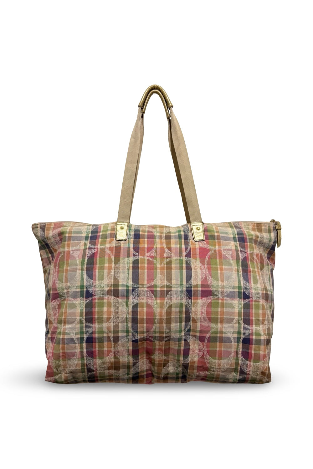 Coach XXL Daisy Madras Travel / Weekender Tote Multicoloured Tartan Plaid Vintage Shoulder Bag