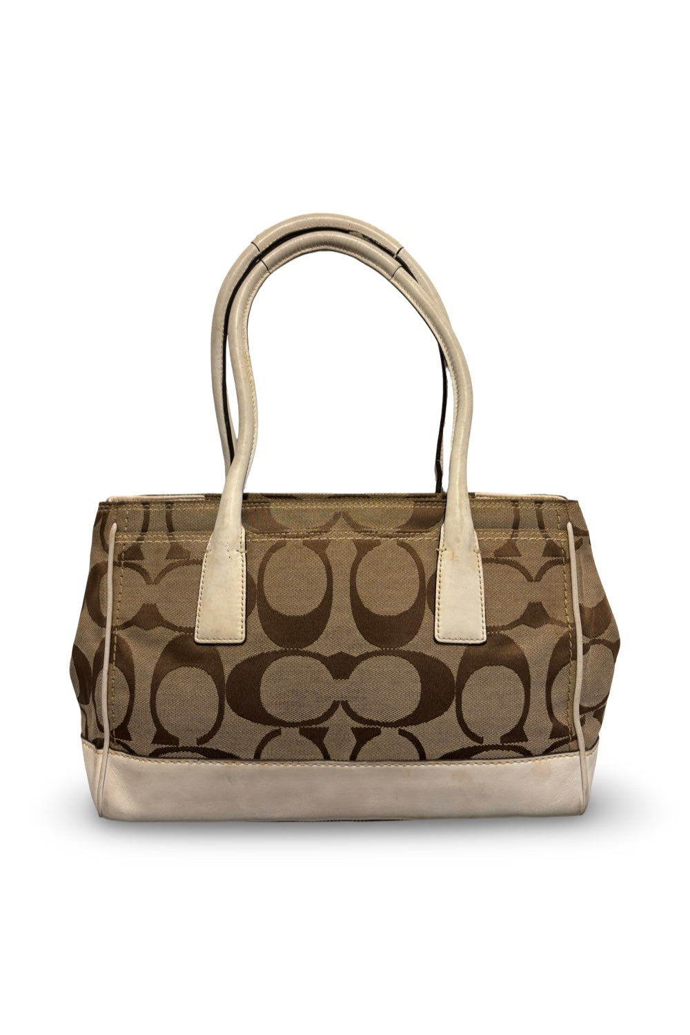 Coach Hamptons Madeline Brown & White Vintage  Satchel Handbag Shoulder Bag