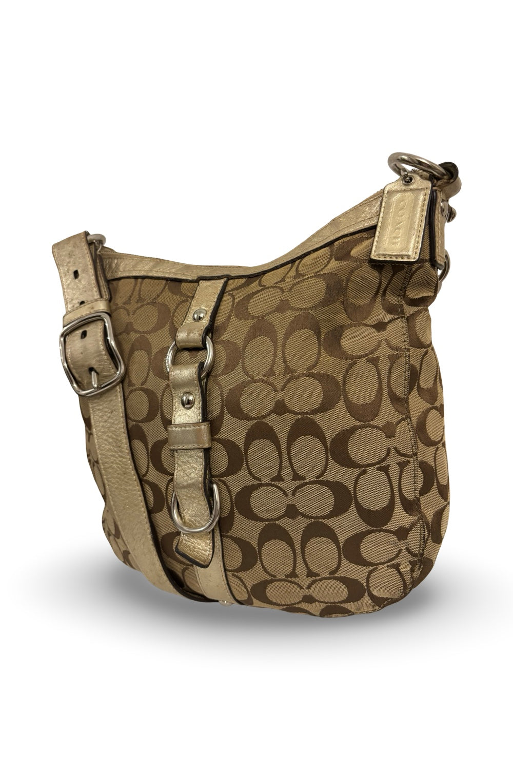 Coach Vintage Brown / Gold Chelsea Canvas & Leather Crossbody / Shoulder Bag