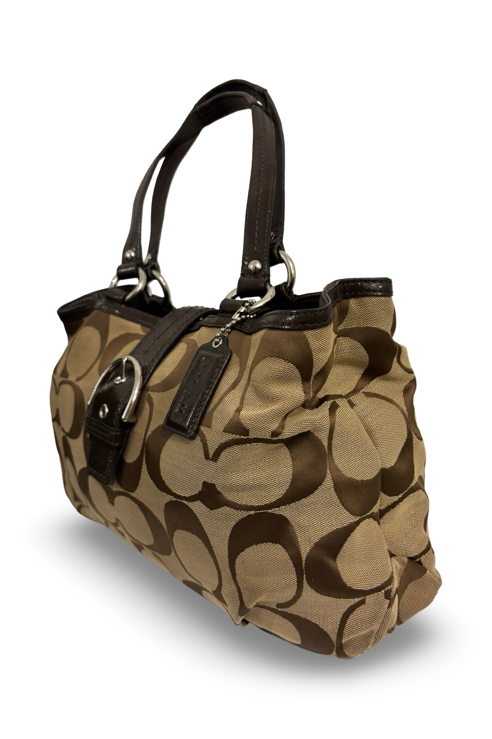 Coach Brown / Khaki Signature Canvas Soho  Carryall Hamptons Tote Shoulder Bag