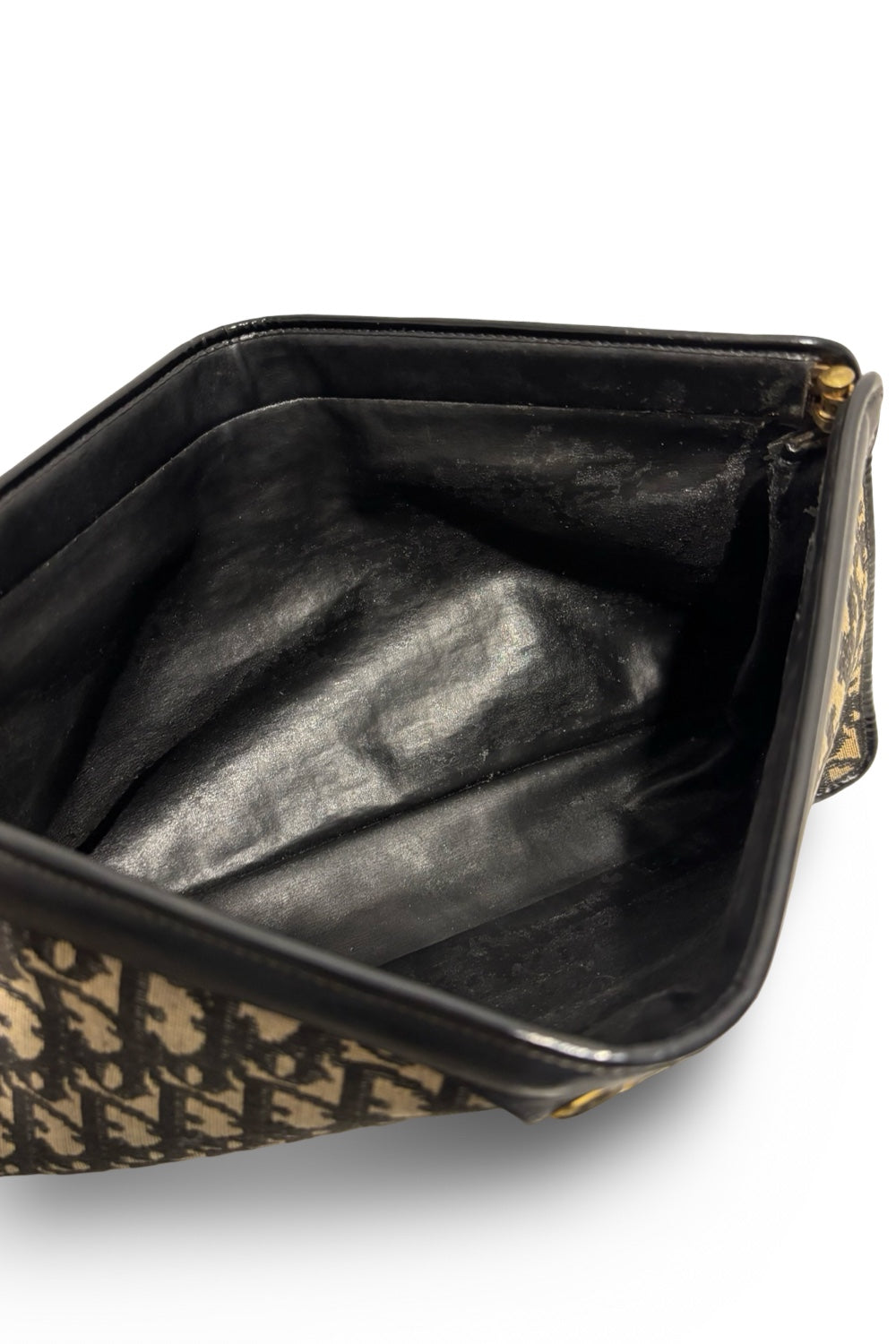 Christian Dior Vintage Large Navy Monogram Canvas & Leather 30 Montaigne Clutch Bag