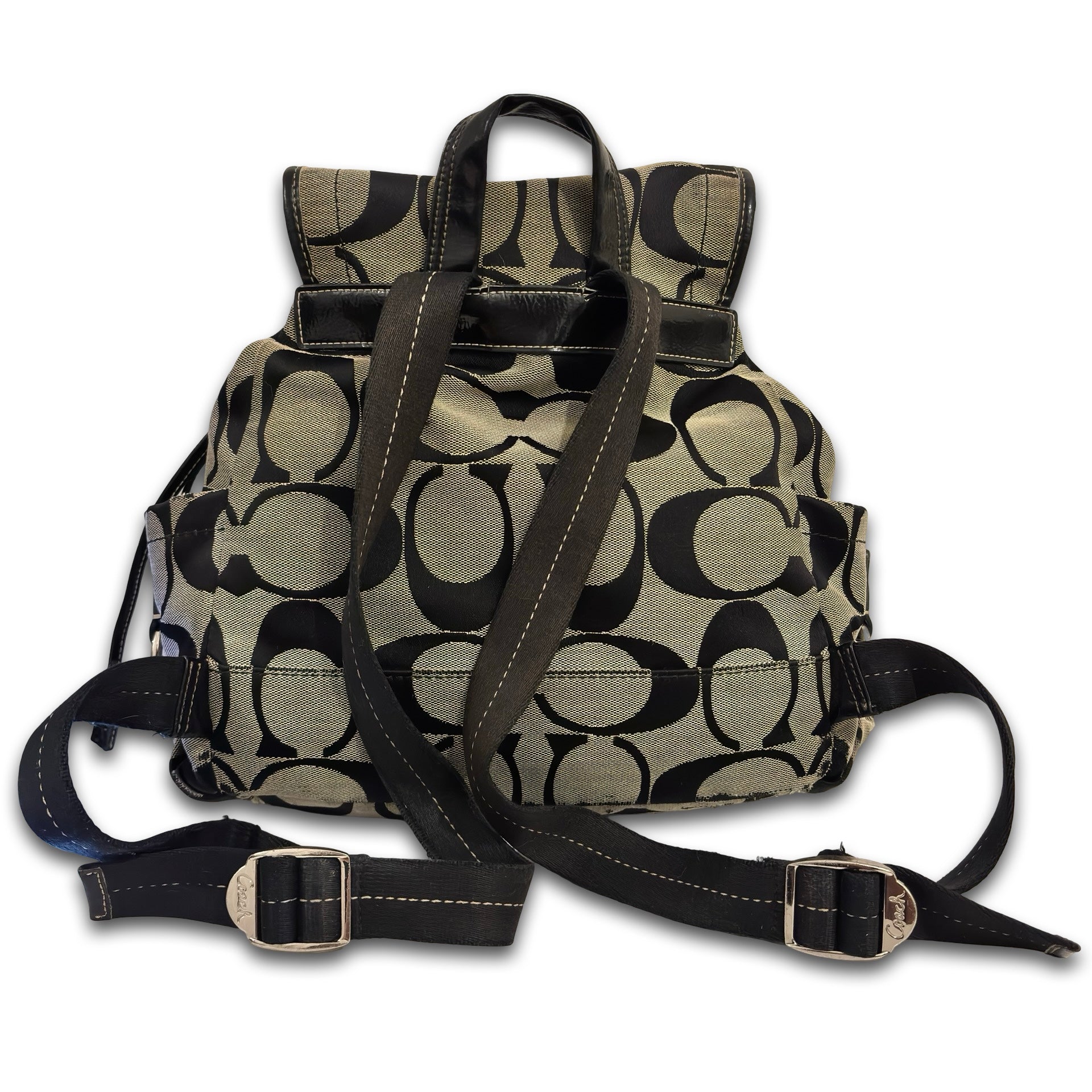 Coach Black & Grey Kyra Canvas & Leather Vintage Backpack