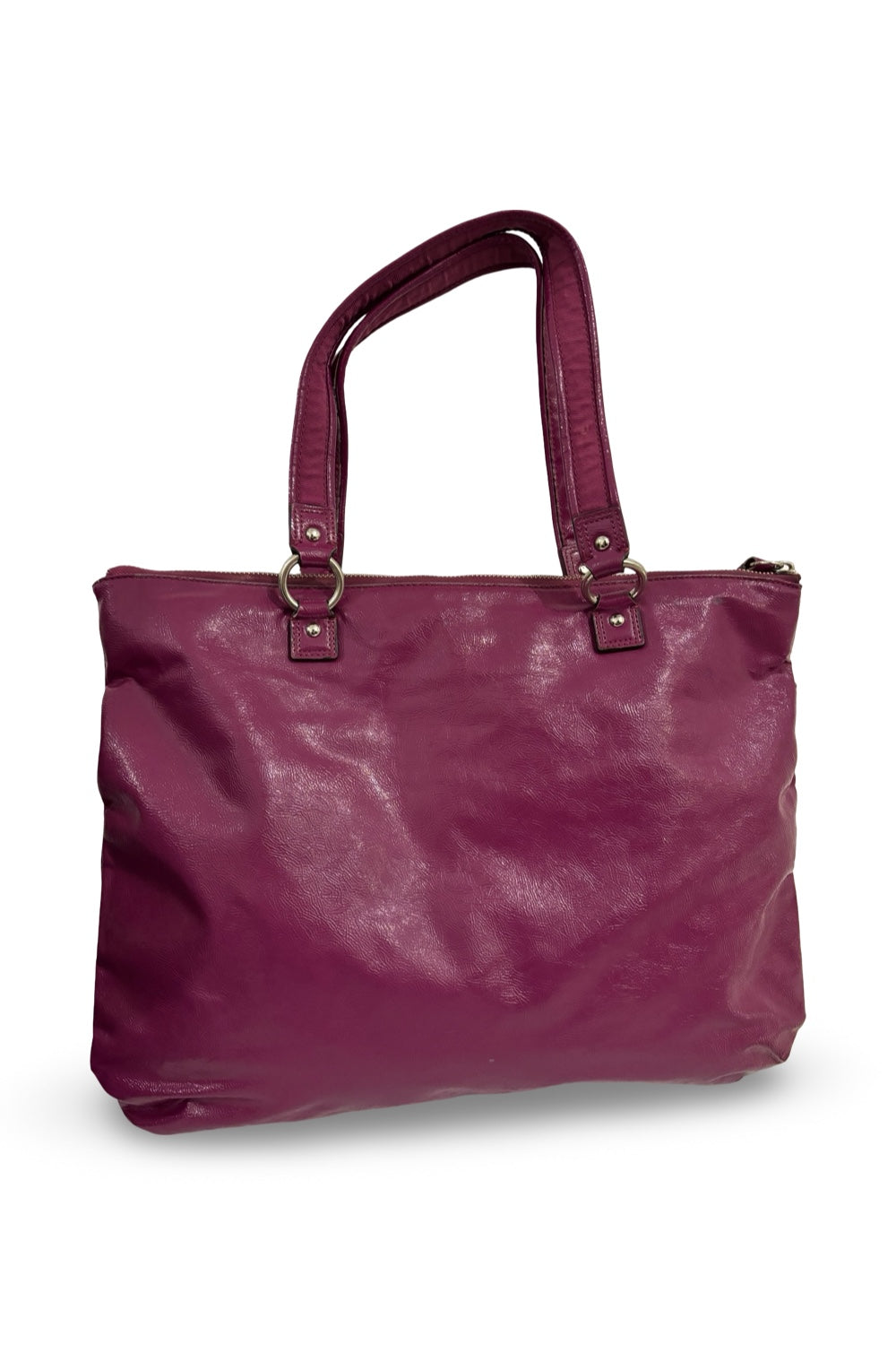 Coach Poppy Daisy Large Raspberry Purple Patent Leather Vintage Shoulder Bag