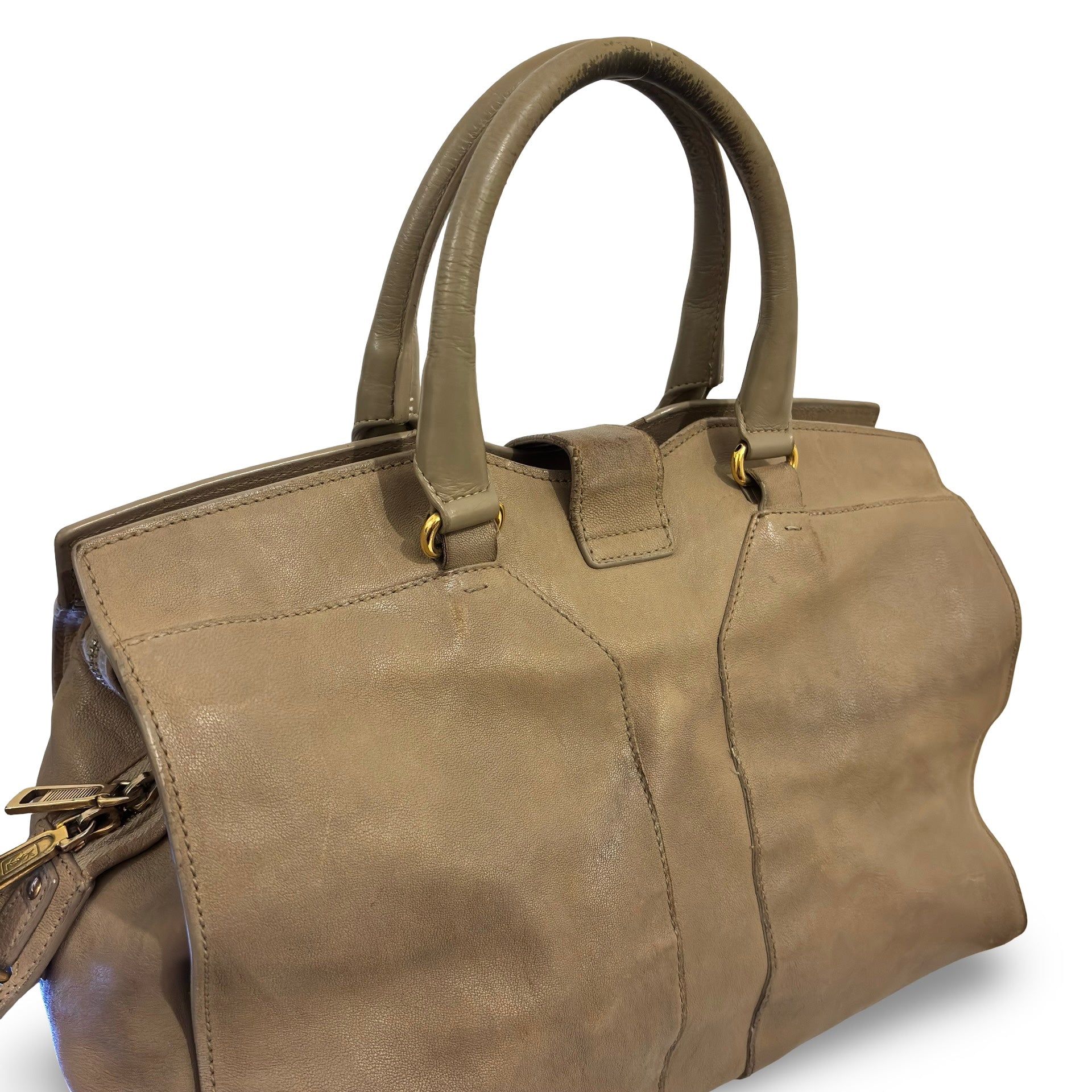 Yves Saint Laurent Beige Large Cabas Chyc Tote Vintage Shoulder Bag
