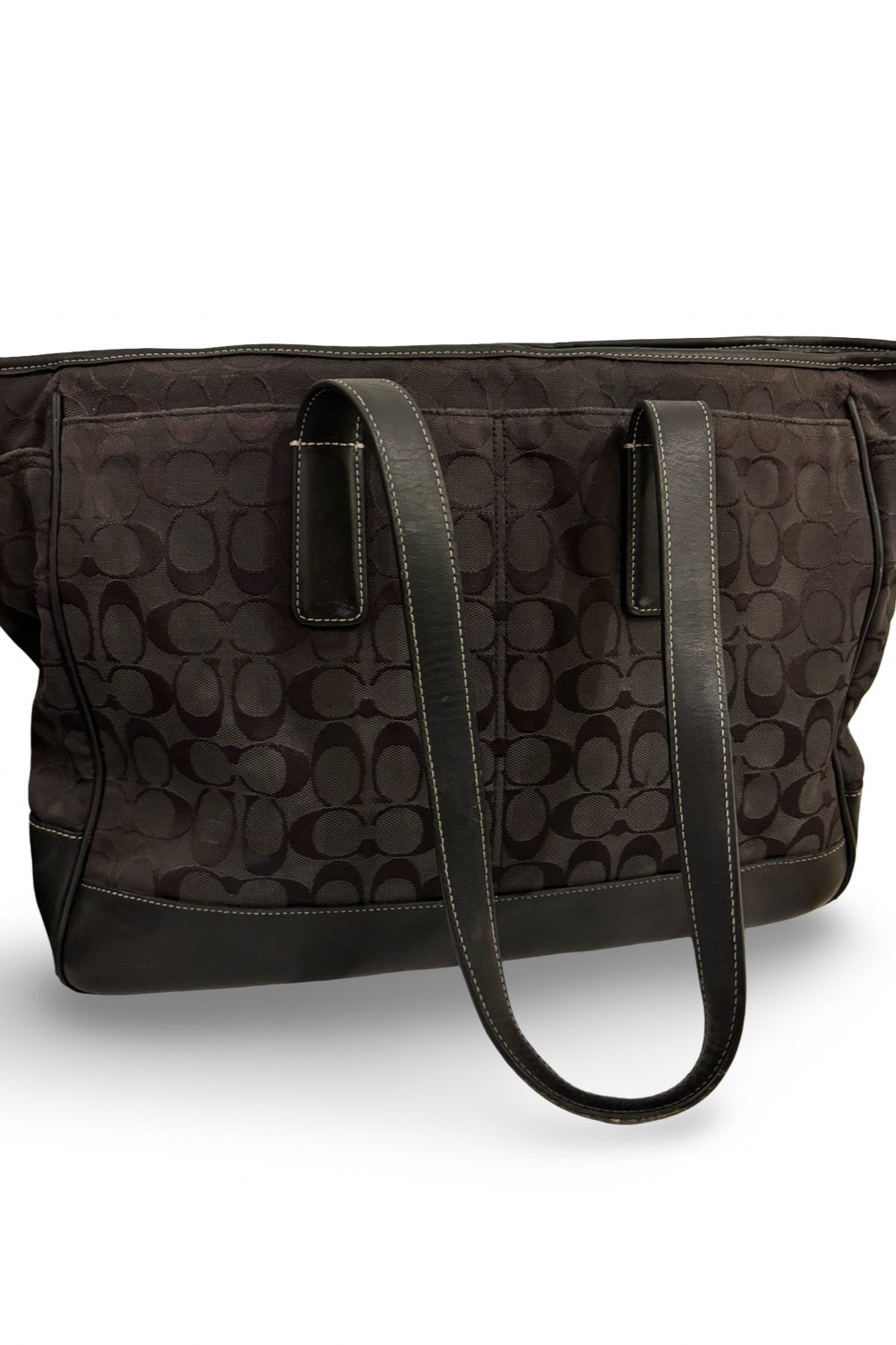Coach Black Signature XXL Weekender Sufflette Canvas & Leather Tote Shoulder Bag