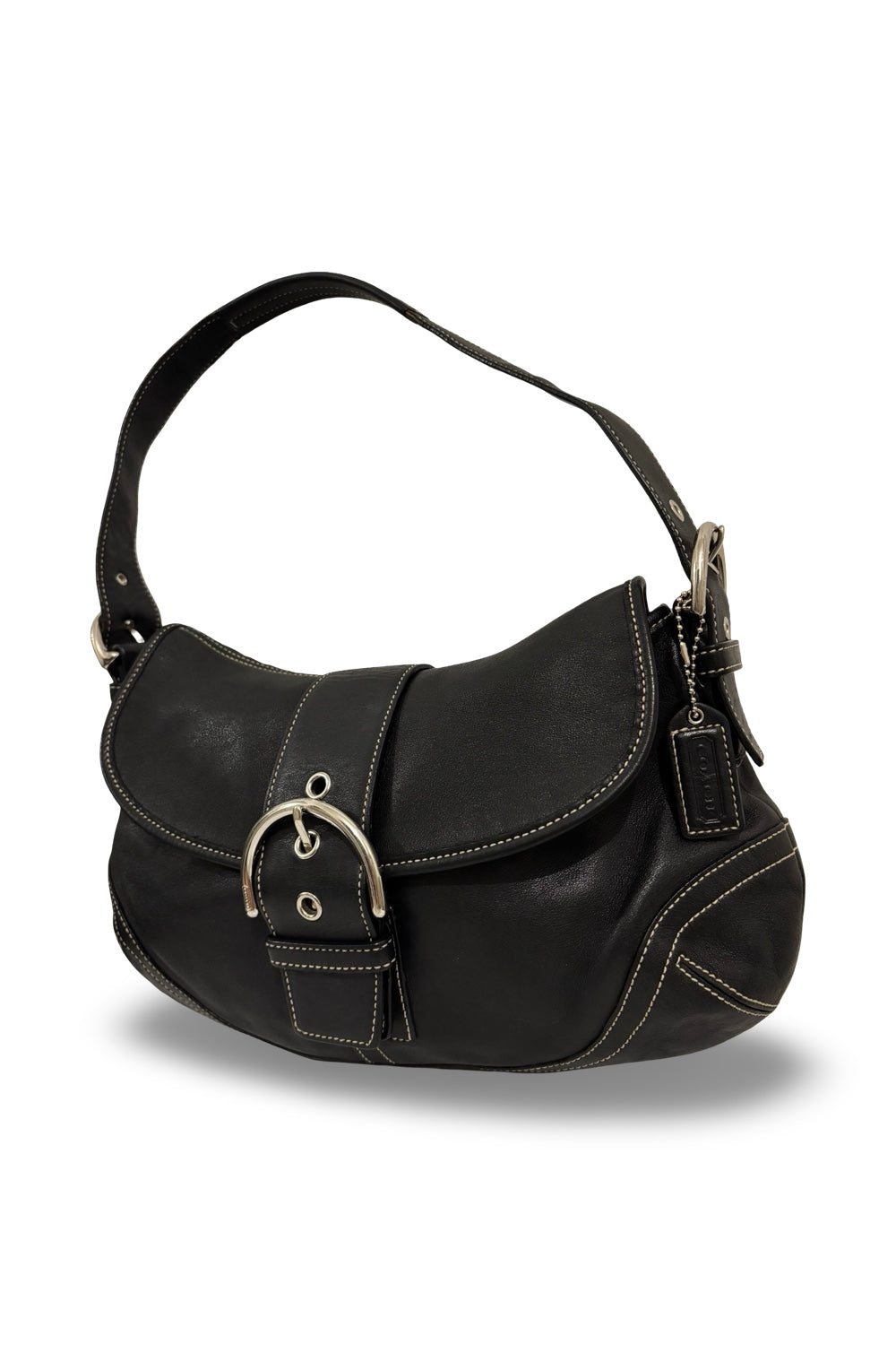 Coach Black Vintage 2000's Leather Signature  Sufflette Soho Hobo Shoulder Bag