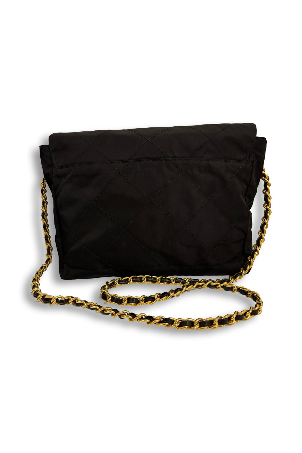 Prada Nylon Black Tessuto Quilted Chain Shoulder Bag