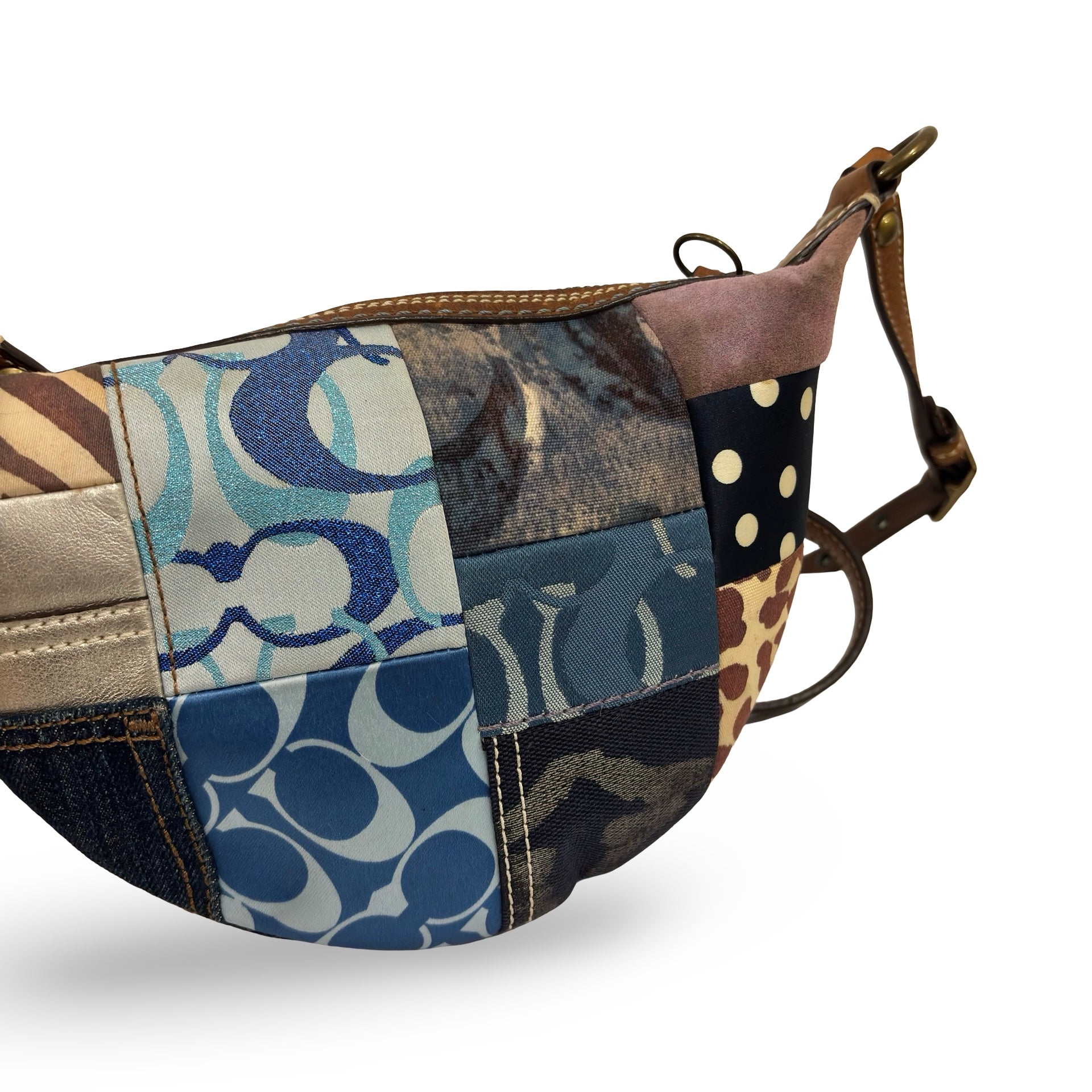 Coach Denim Patchwork Multicolour Blue / Purple Canvas & Leather Vintage Crossbody Bag