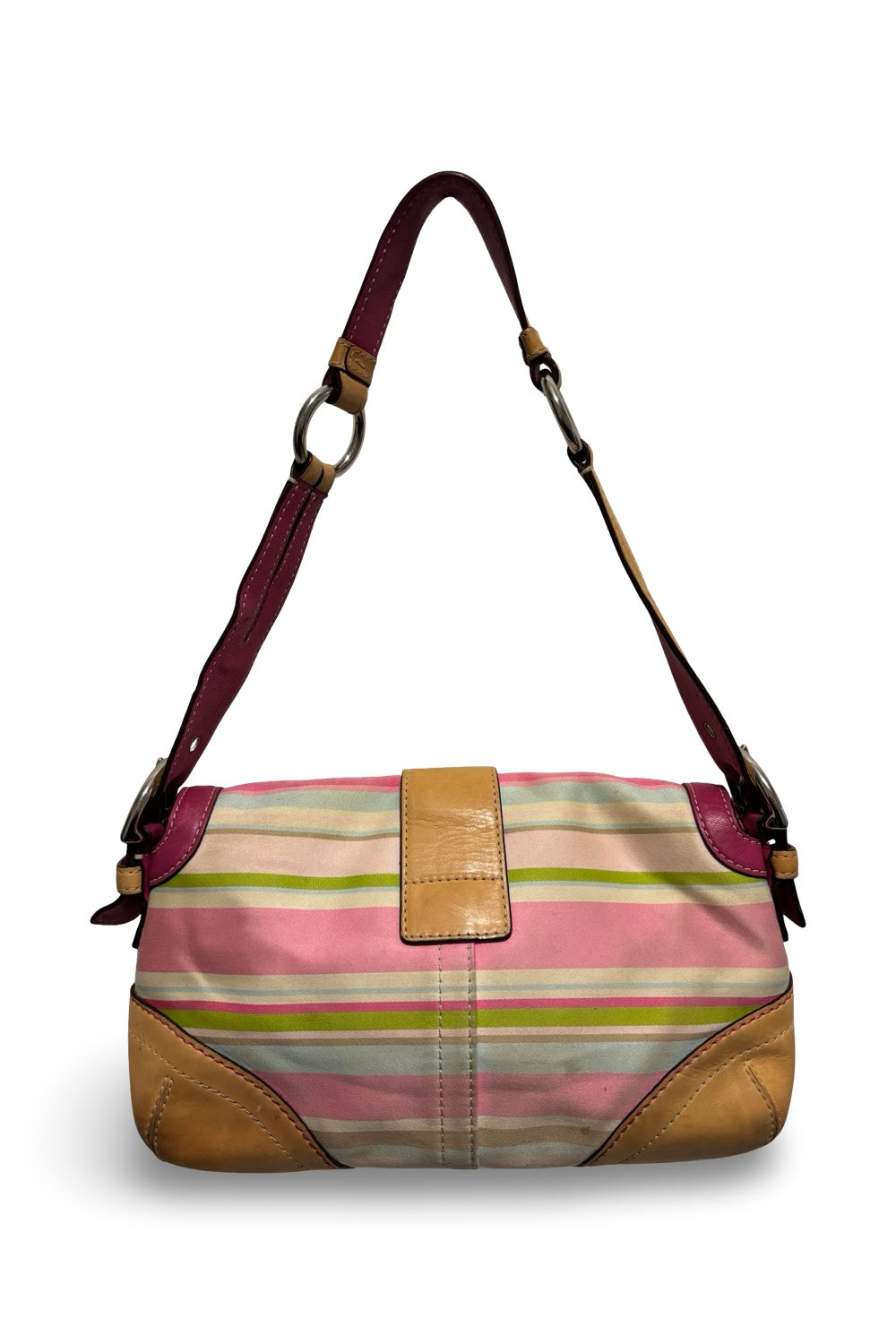 Coach Vintage Soho Hampton Sateen & Leather Pink  Brown Multicoloured Shoulder Bag