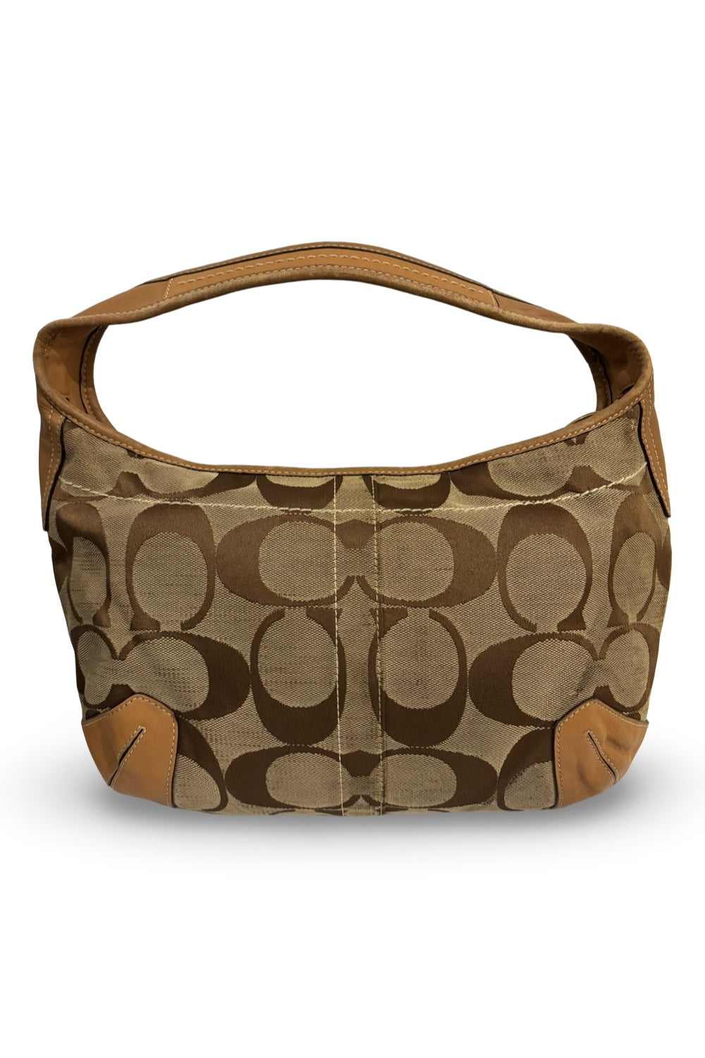 Coach Ergo Brown Signature Canvas Leather Vintage Sufflette Hobo Shoulder Bag